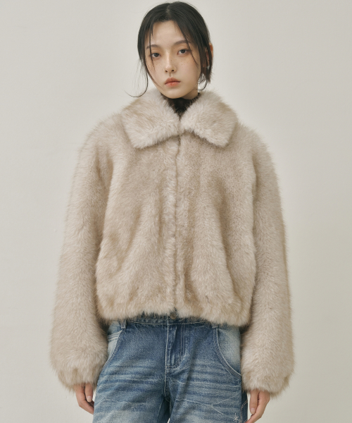 FLUFFY MIX FUR JACKET_BEIGE thumbnail 6