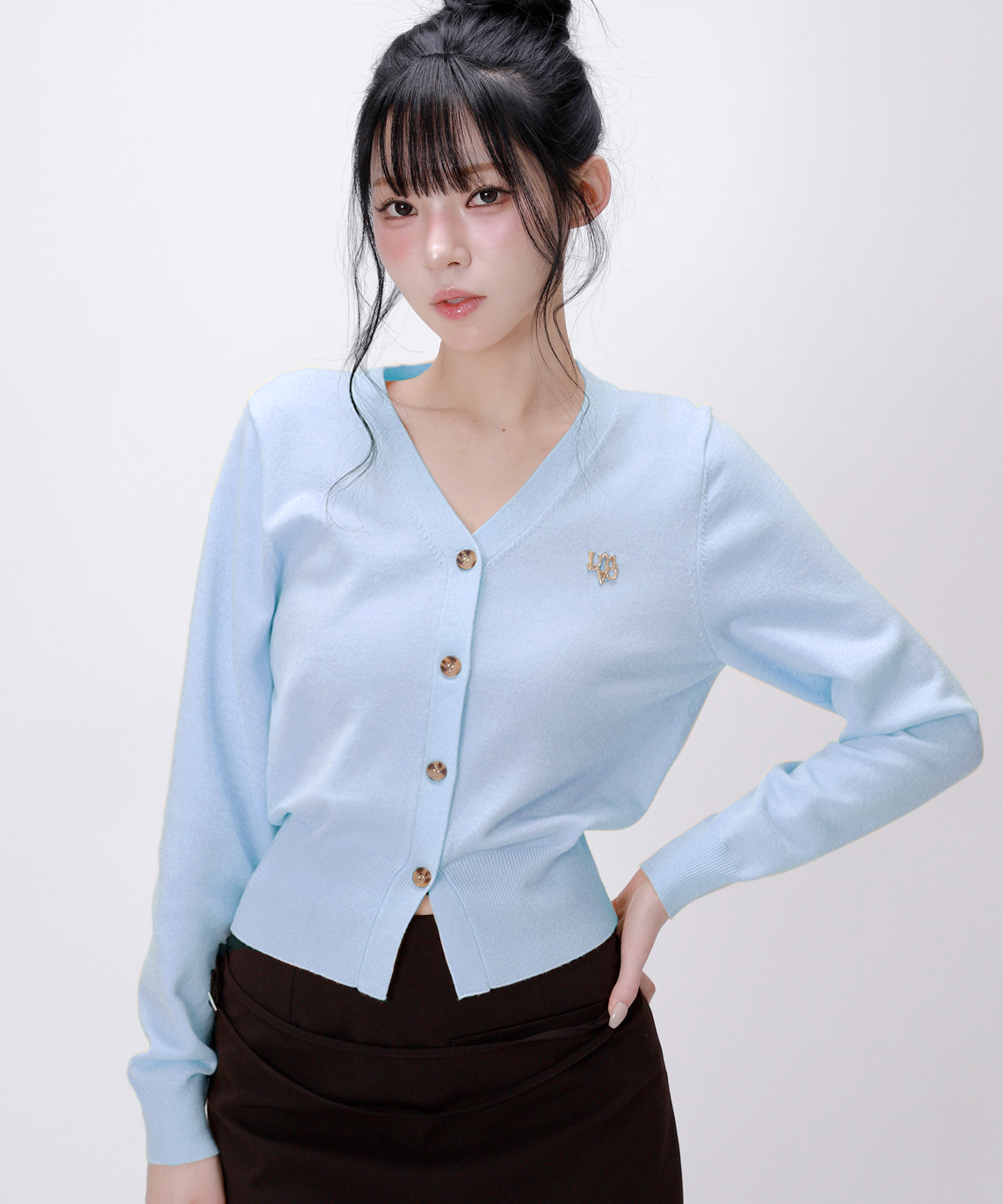 Soft Essential V-neck вязаный кардиган — Sky Blue