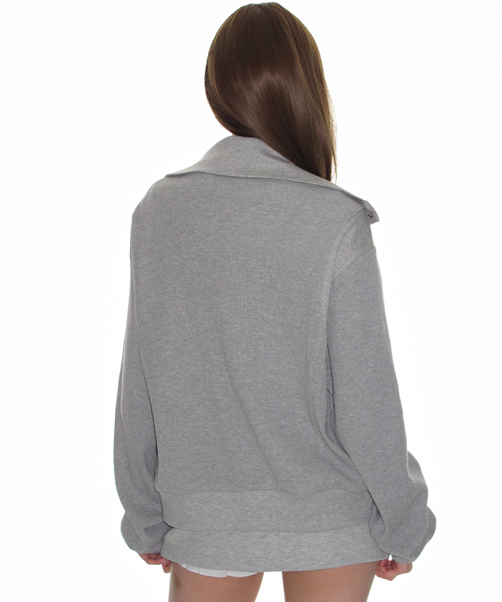 вафельное трикотаж люверс Jacket_Melange серый