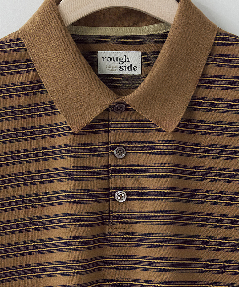 Multi полоса Polo рубашка Camel
