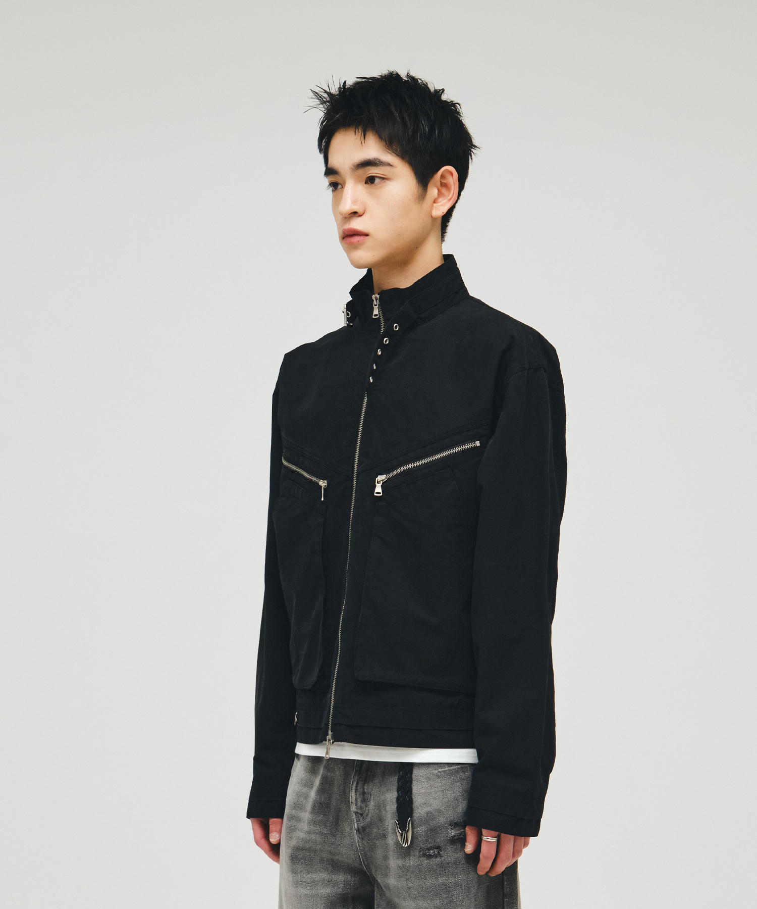 хлопок BIKER многослойная JACKET_BLACK