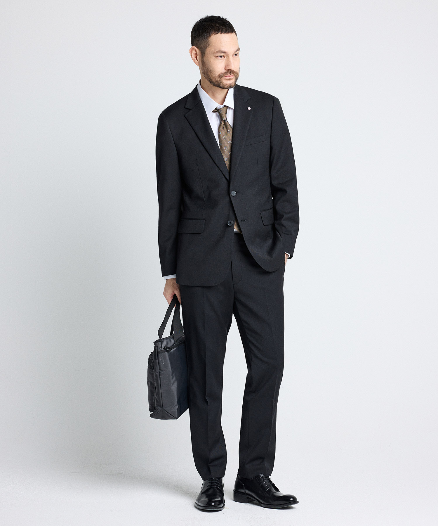 Всесезонный костюм шерсть стрейч_Black (slim fit)_SSJUZ11SET