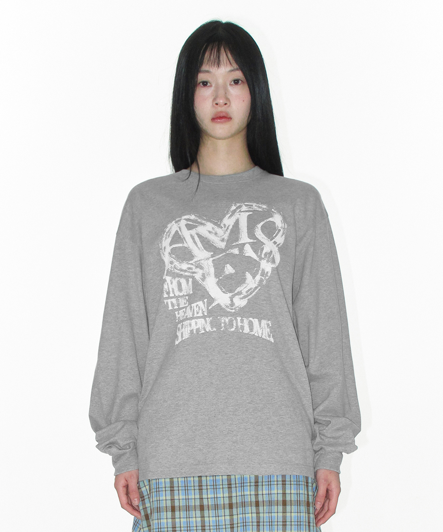 AMES HEART GRAPHIC LS тфутболка серый