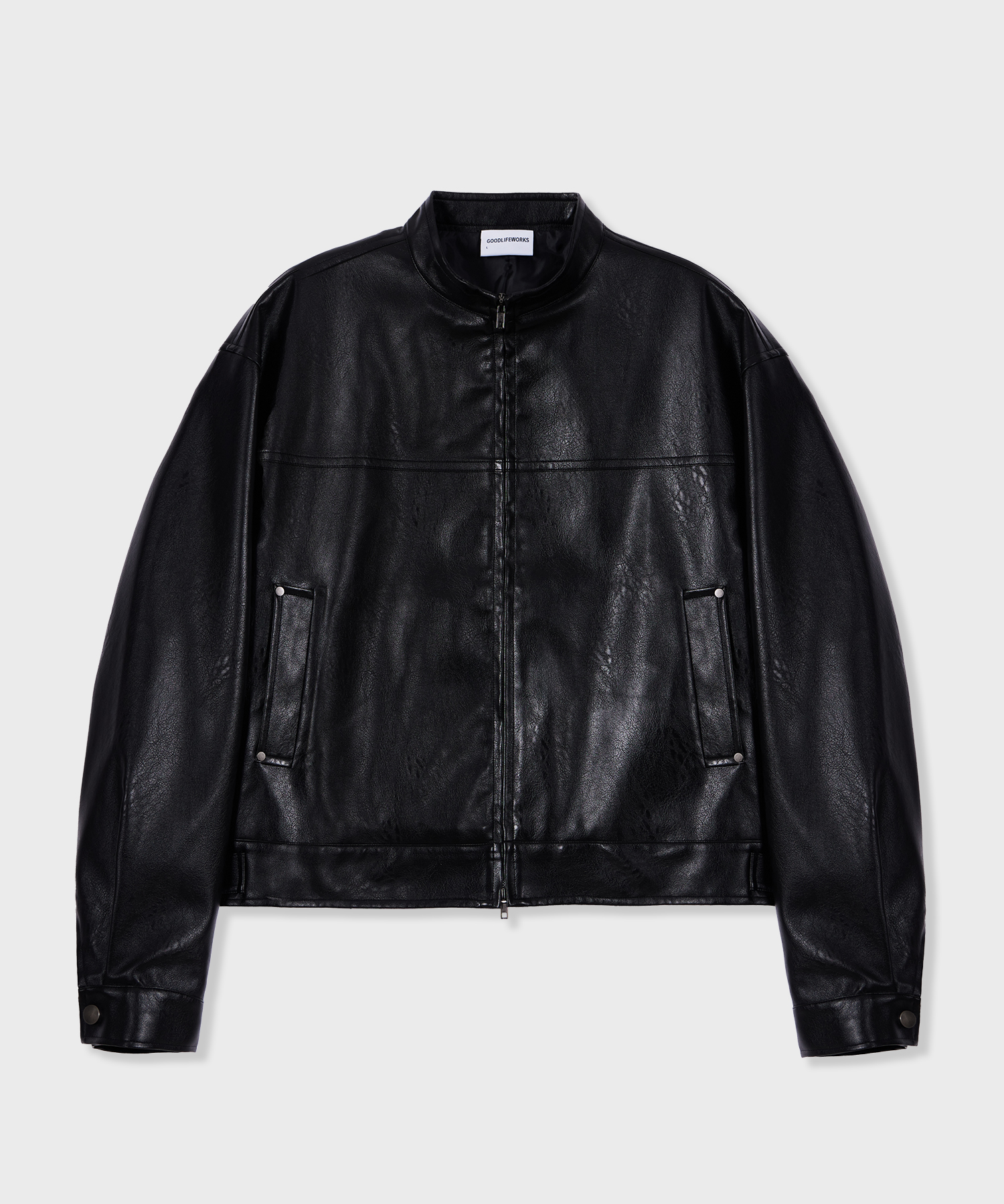 Укороченная косуха без воротника BLACK