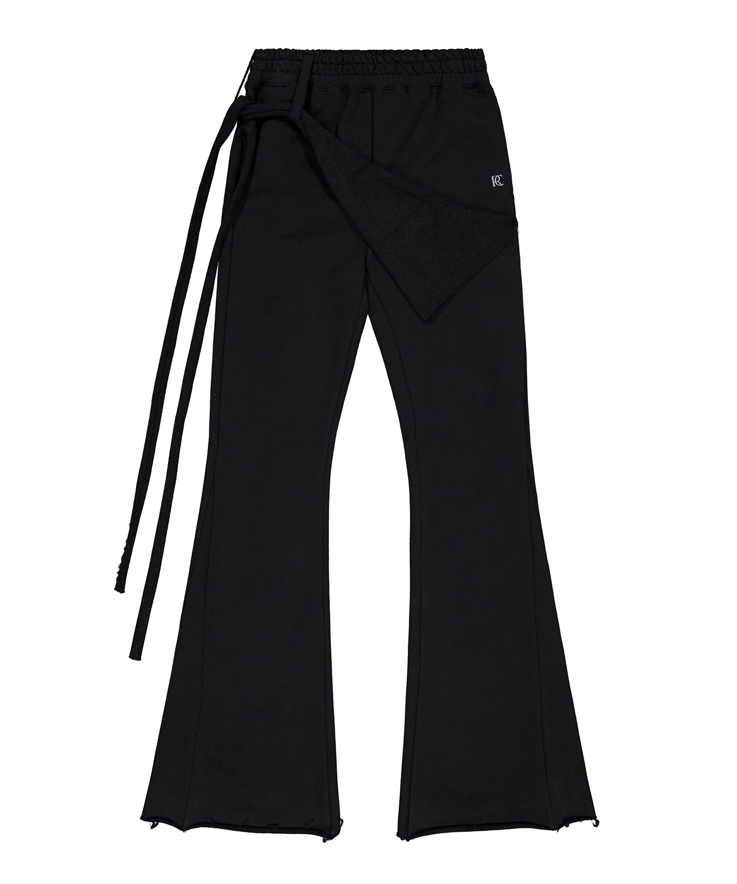 Wrap Skirt Flare Pants - Black