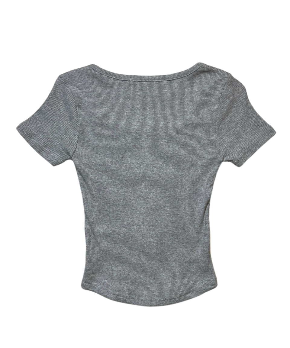 CROSS SQUARE NECK T-SHIRT - 8 COLORS GREY