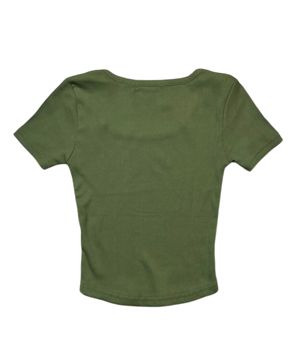 CROSS SQUARE NECK T-SHIRT - 8 COLORS GREEN