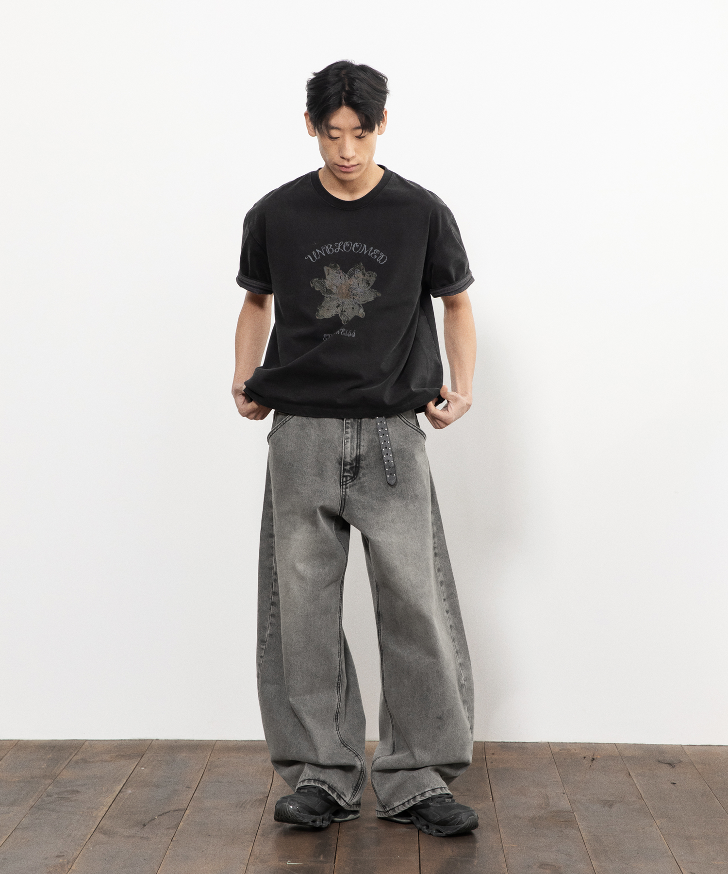 Кроп-топ Dry Flower с подворотами [Washed Black]