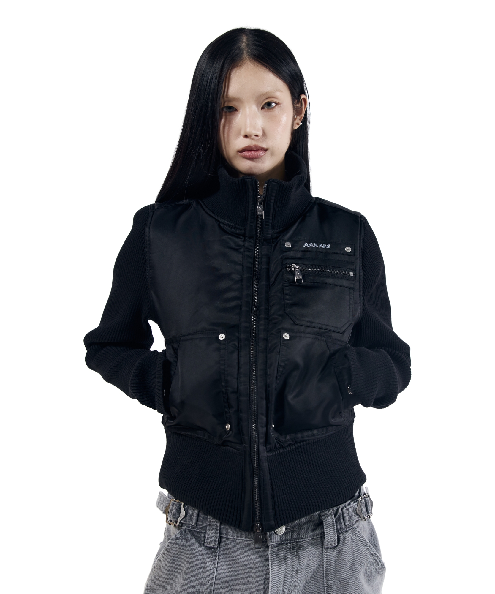 Knitted Nylon Jacket (Black)