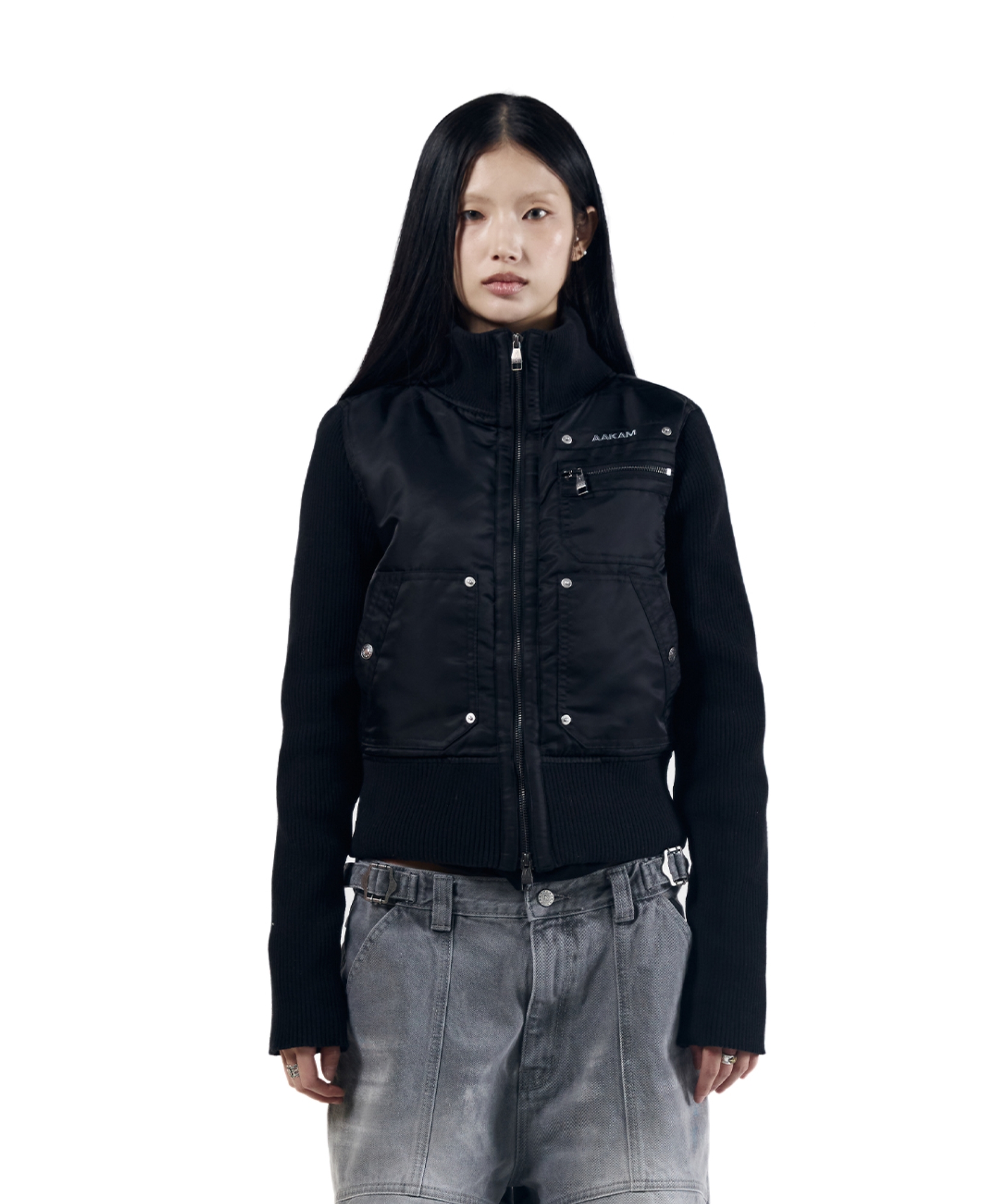 Knitted Nylon Jacket (Black)