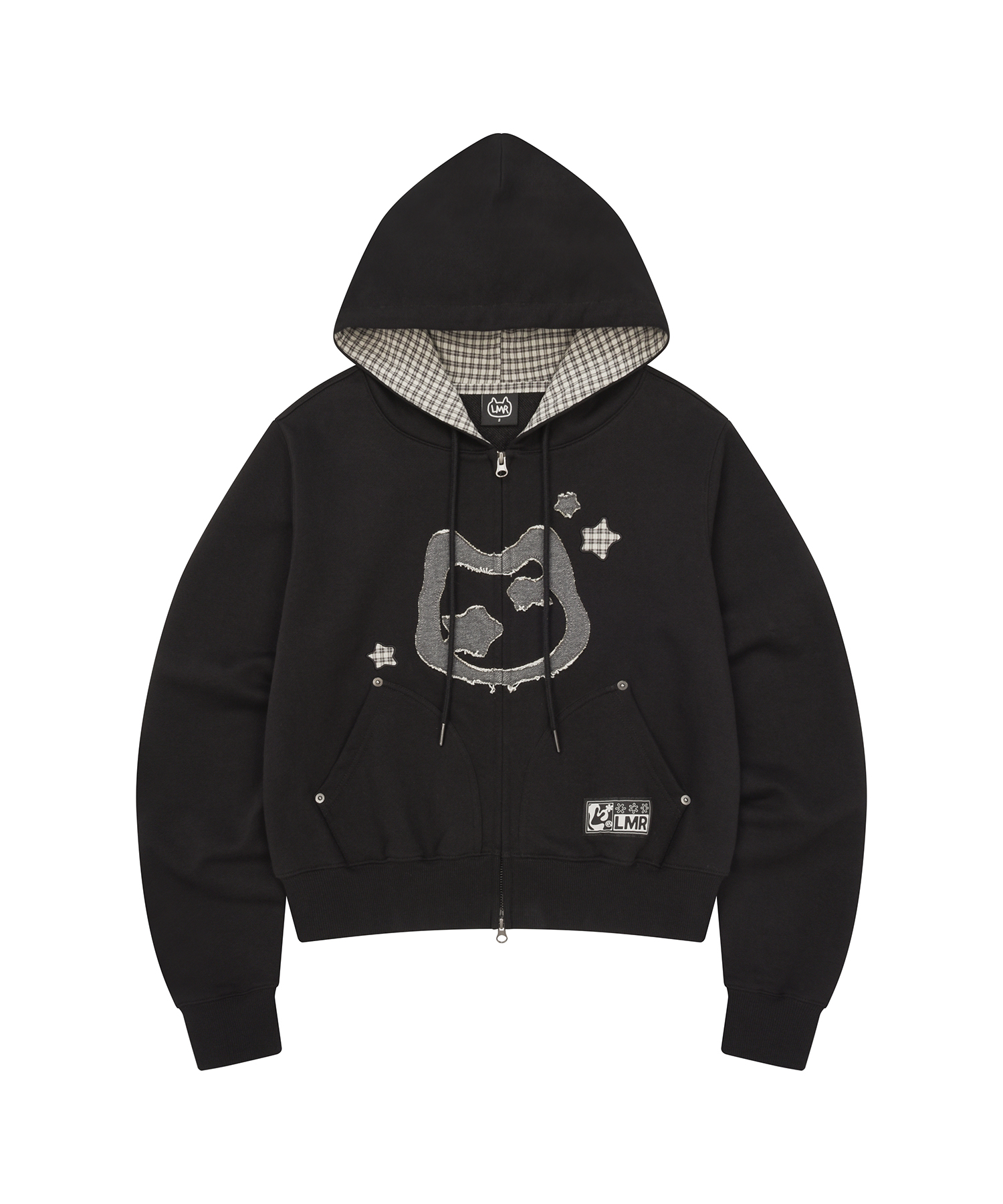 Кроп-худи на молнии с патчем Cat Symbol BLACK