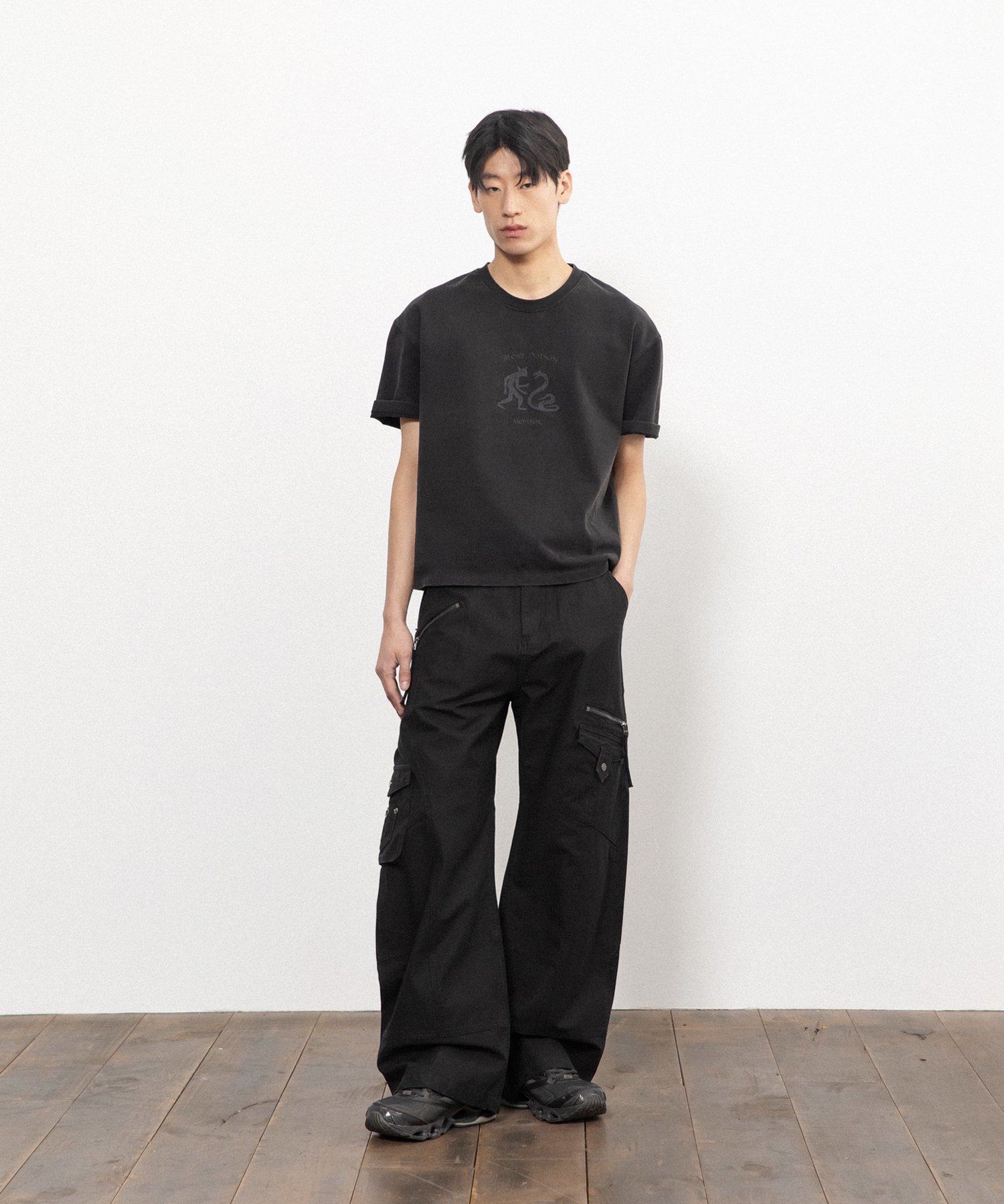 Кроп-футболка Myodok (Washed Black)