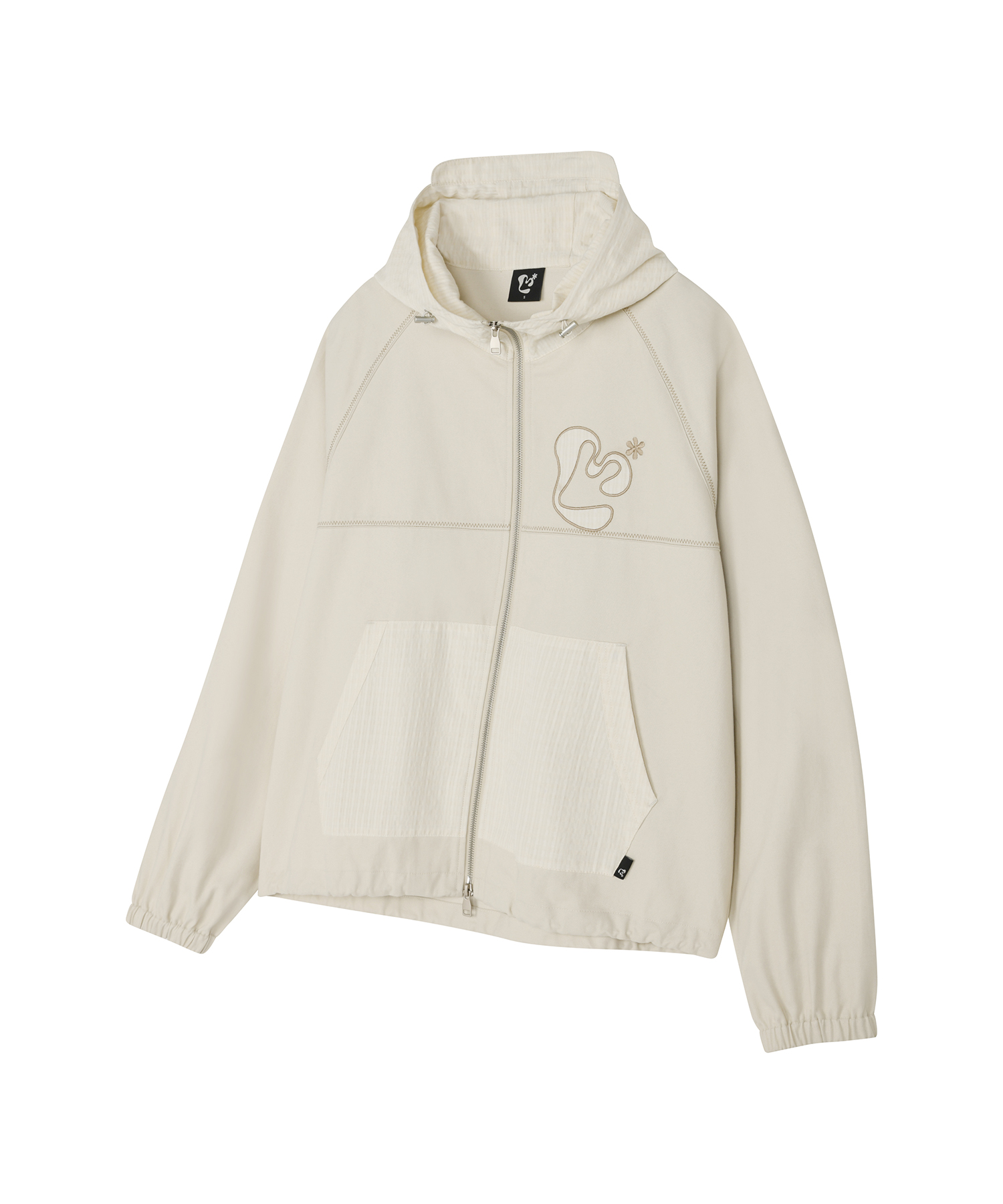 Худи на молнии с цветочным логотипом и клеткой LIGHT BEIGE