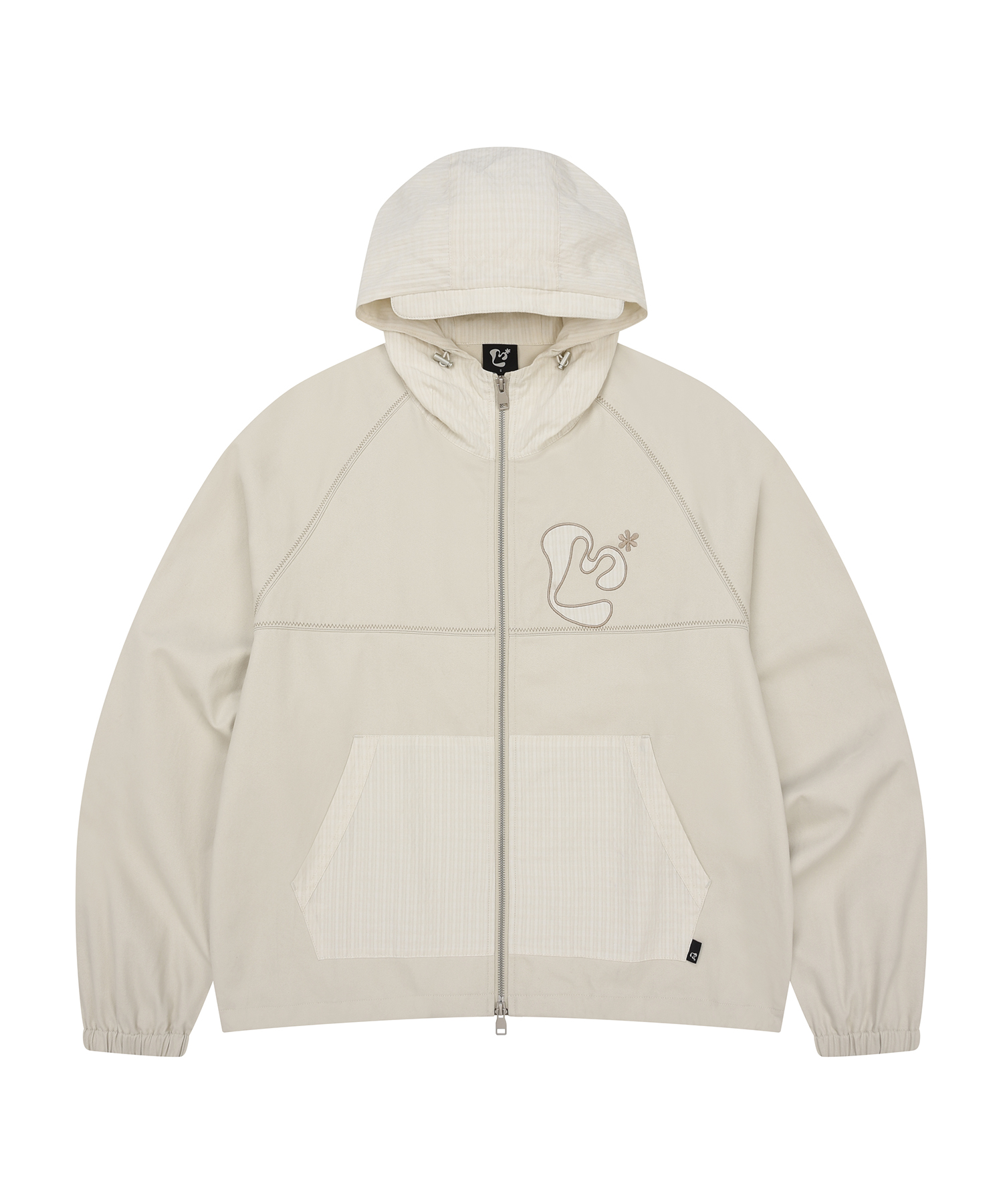 Худи на молнии с цветочным логотипом и клеткой LIGHT BEIGE
