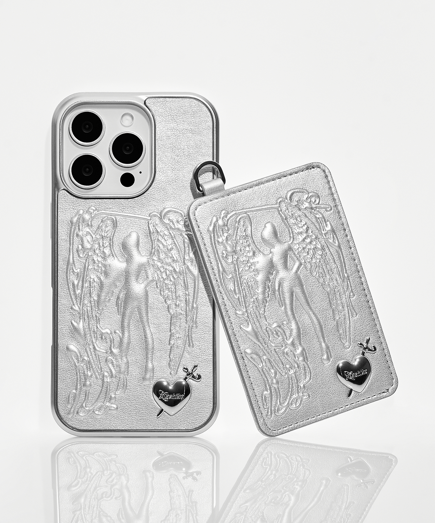 Angel Heart Card Holder Silver