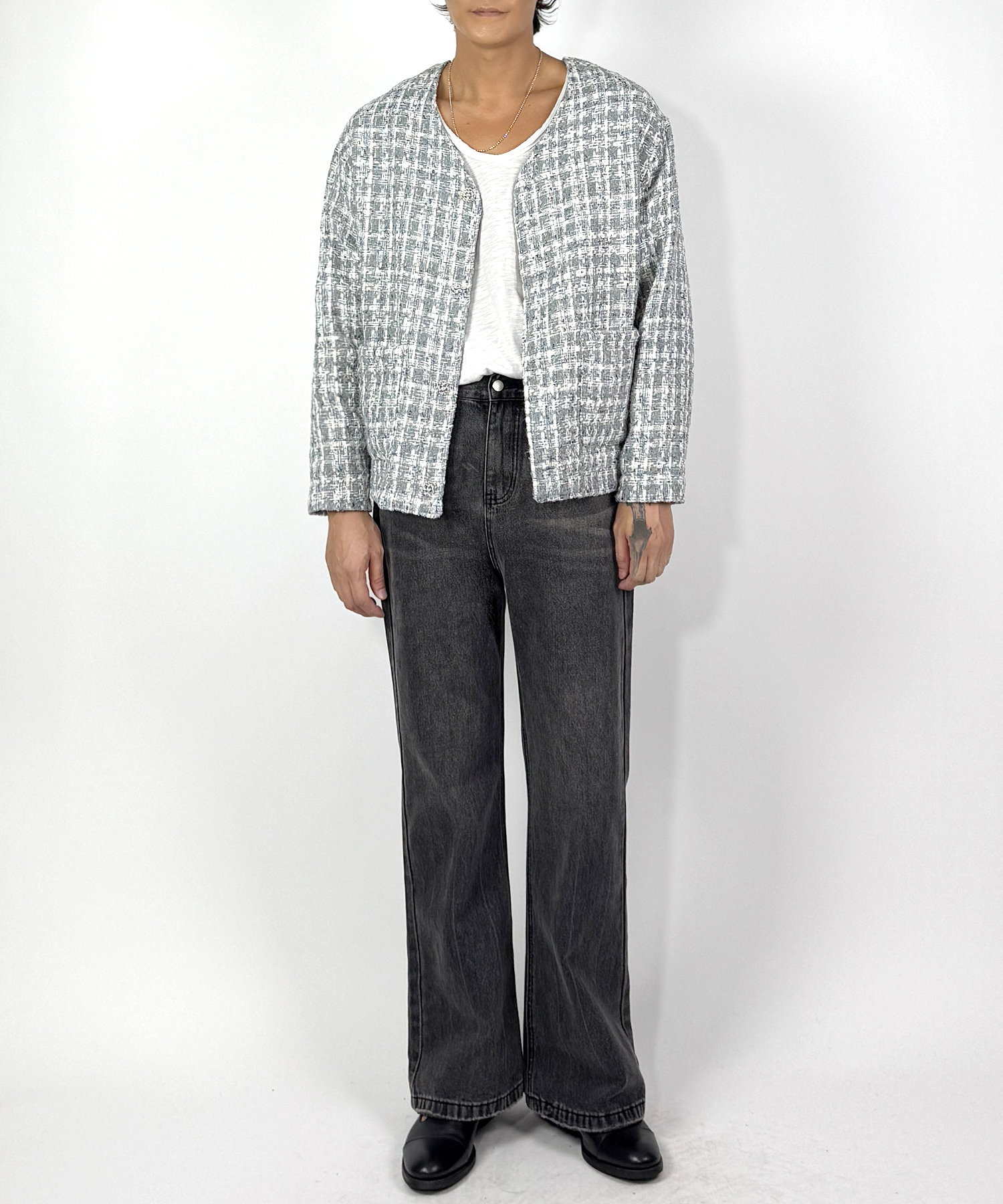 Tweed minimal jacket(gray)