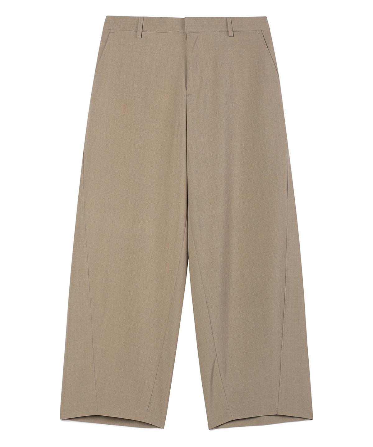 LOOSE-FIT CURVED WIDE SLACKS (BEIGE)