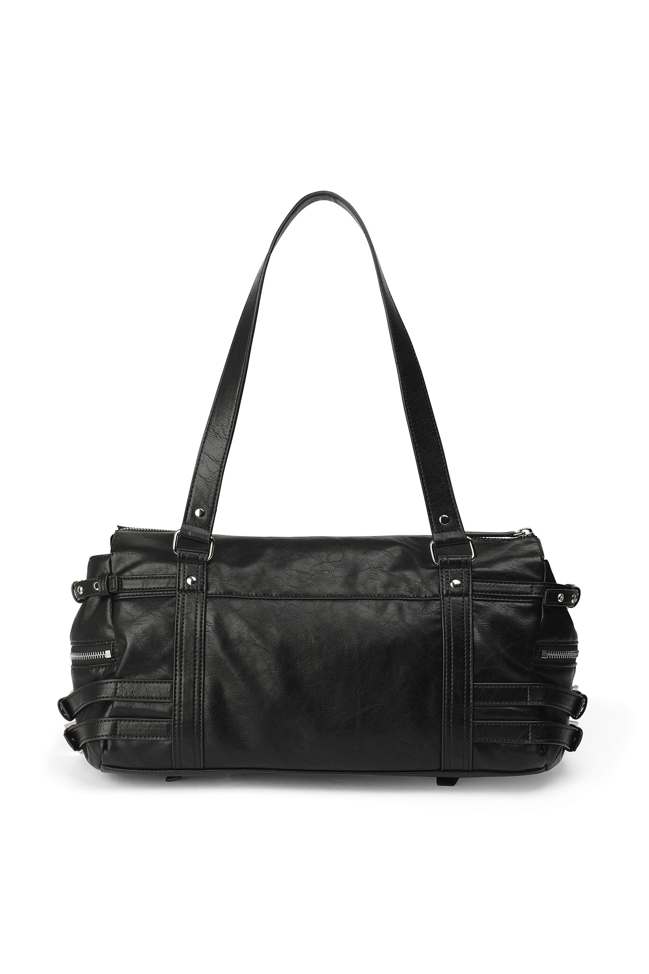 BELTED POCKET SHOULDER BAG IN BLACK