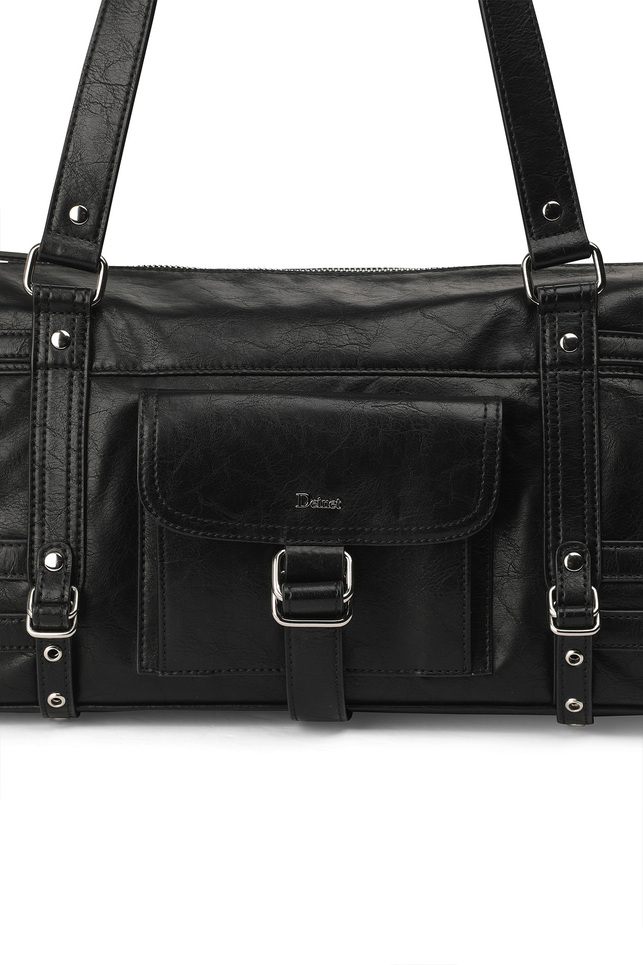 BELTED POCKET SHOULDER BAG IN BLACK
