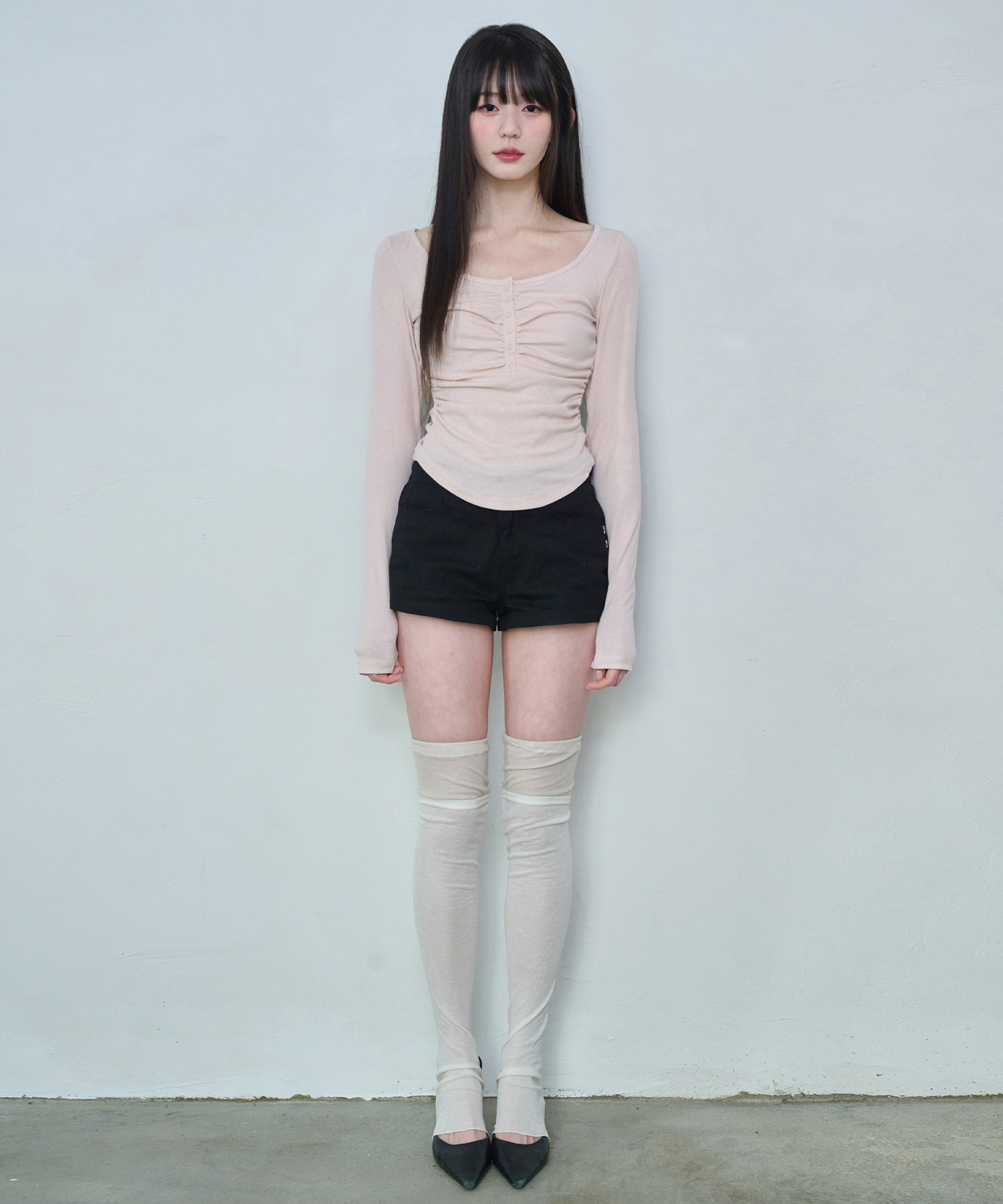 FAYE SOFT SHIRRING TOP [BABY PINK]