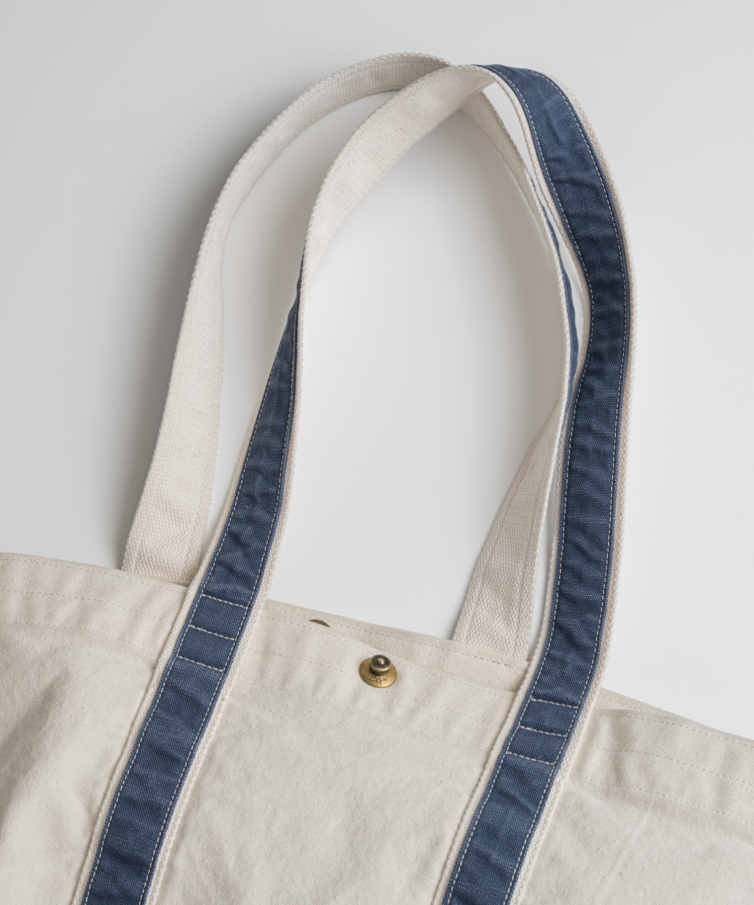 WASHED CANVAS TOTE BAG oatmeal/blue