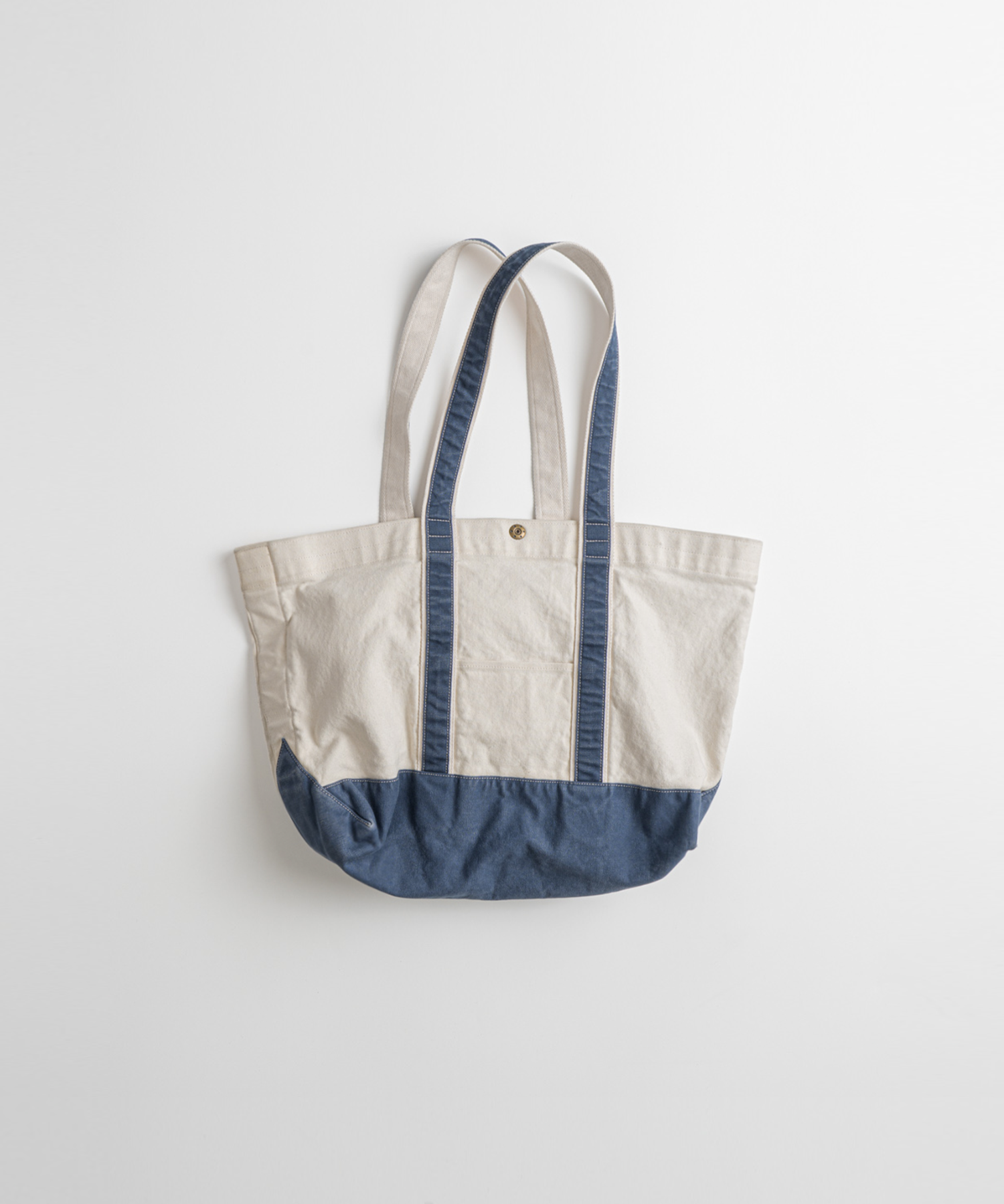 WASHED CANVAS TOTE BAG oatmeal/blue