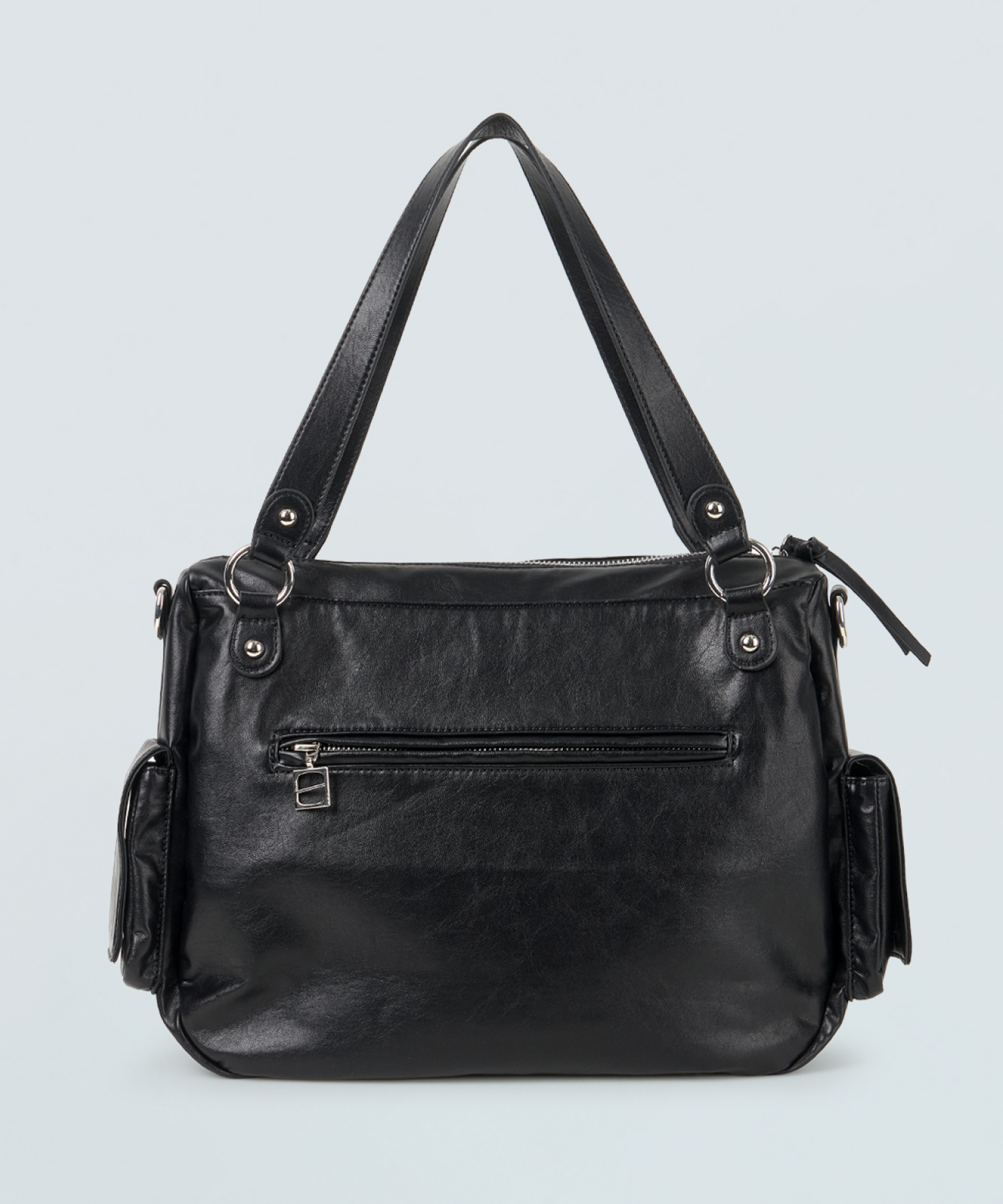 Synthetic Leather Two-Way Shoulder Bag(Black)