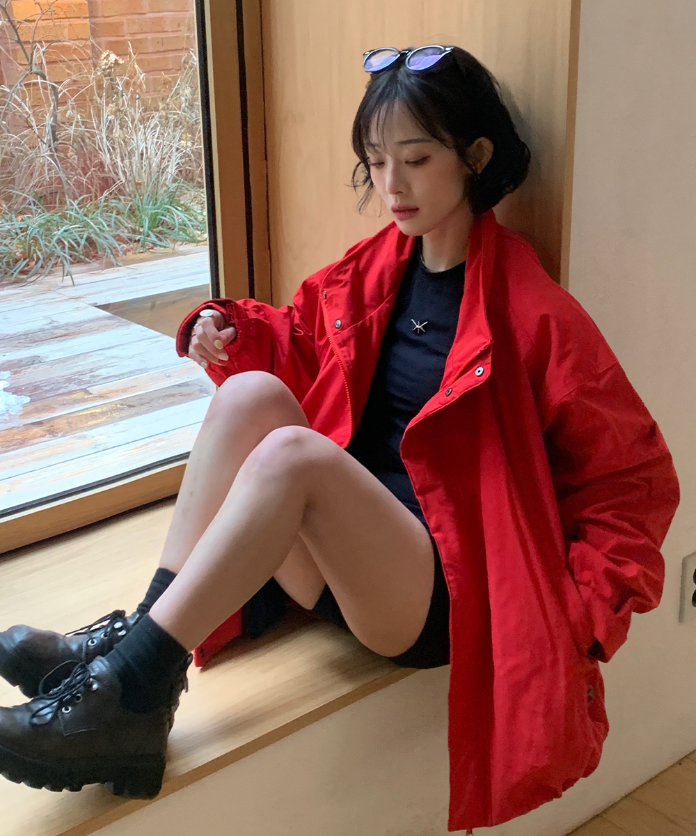 unisex volume blouson bomber jumper [red]
