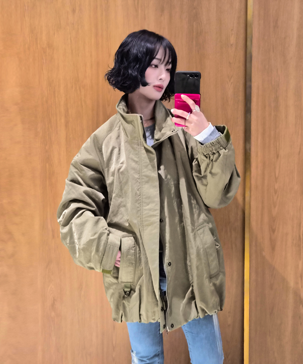 unisex volume blouson bomber jumper [light khaki]