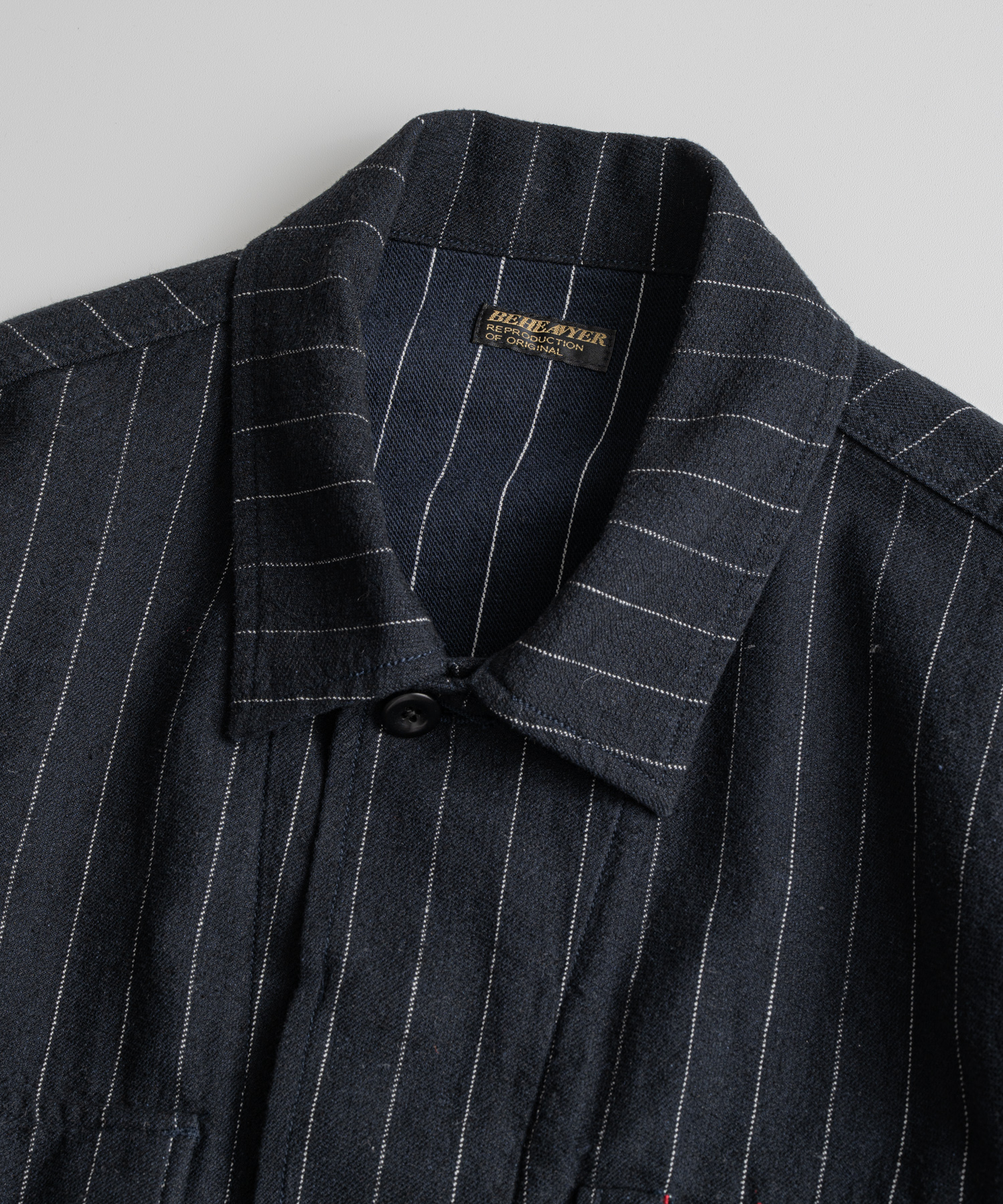 WASHED LINEN BDU JACKET navy stripe