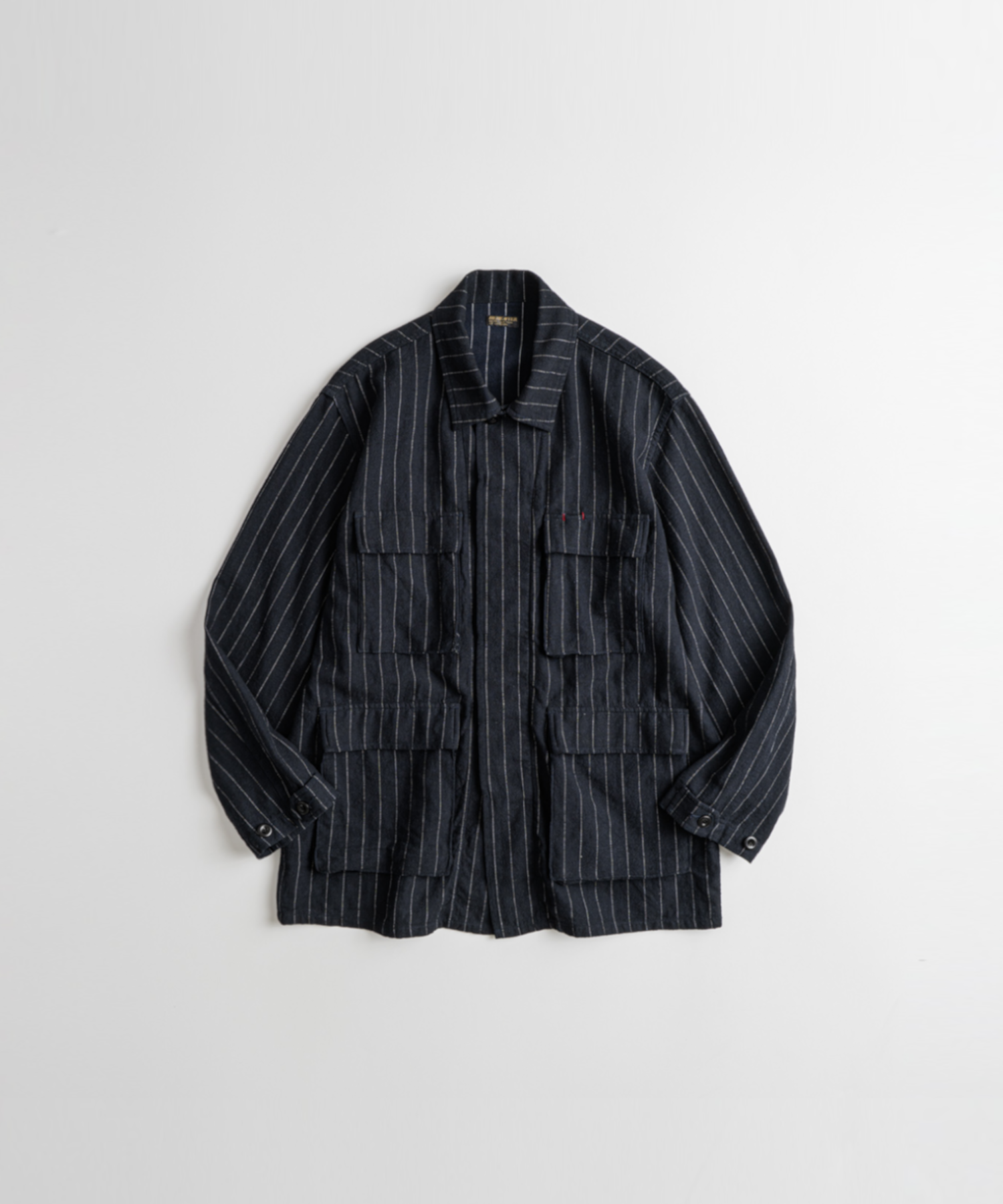 WASHED LINEN BDU JACKET navy stripe