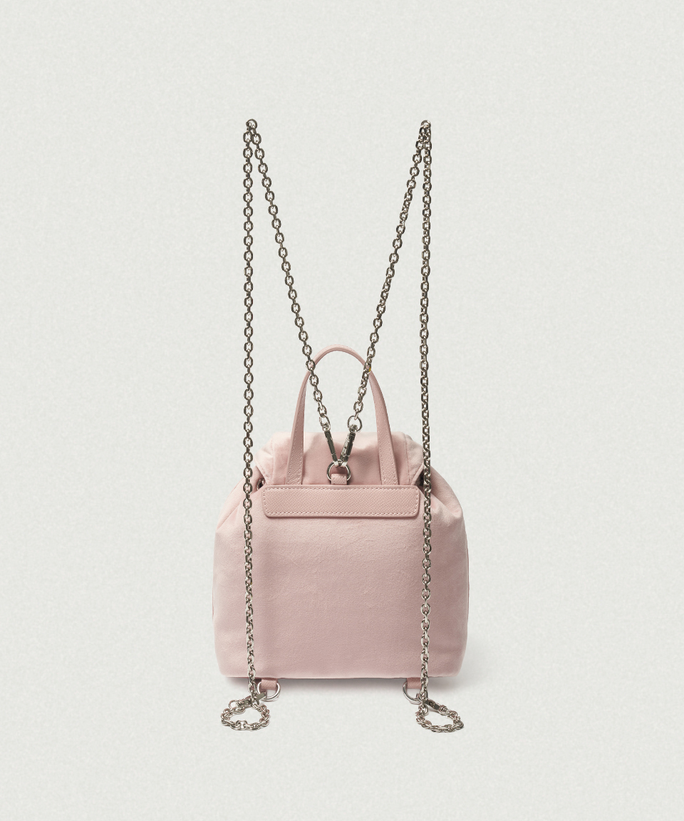 Mauve Velvet Chain Backpack_Light Pink