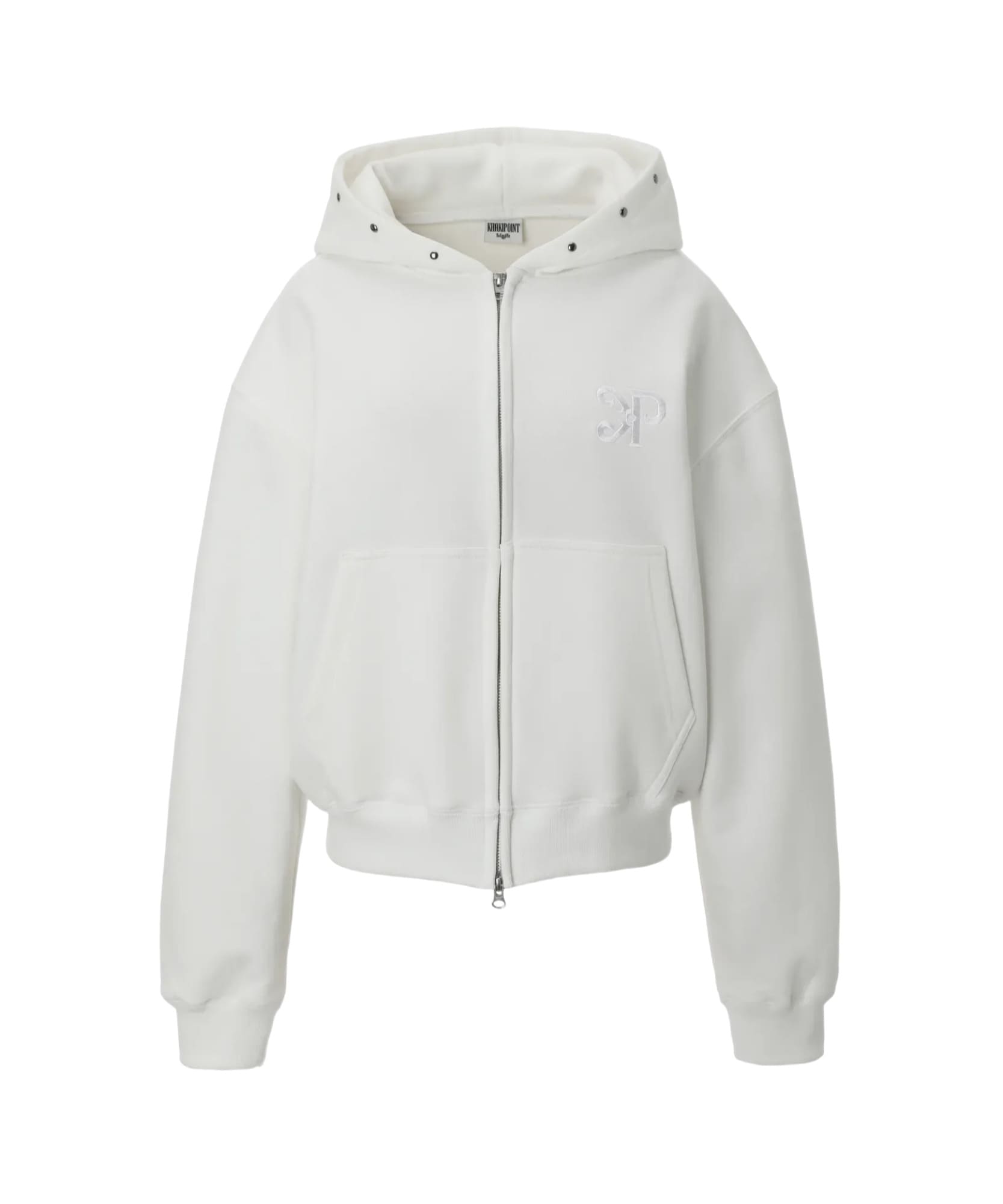 Steel Stud Hood Zip-Up (white)
