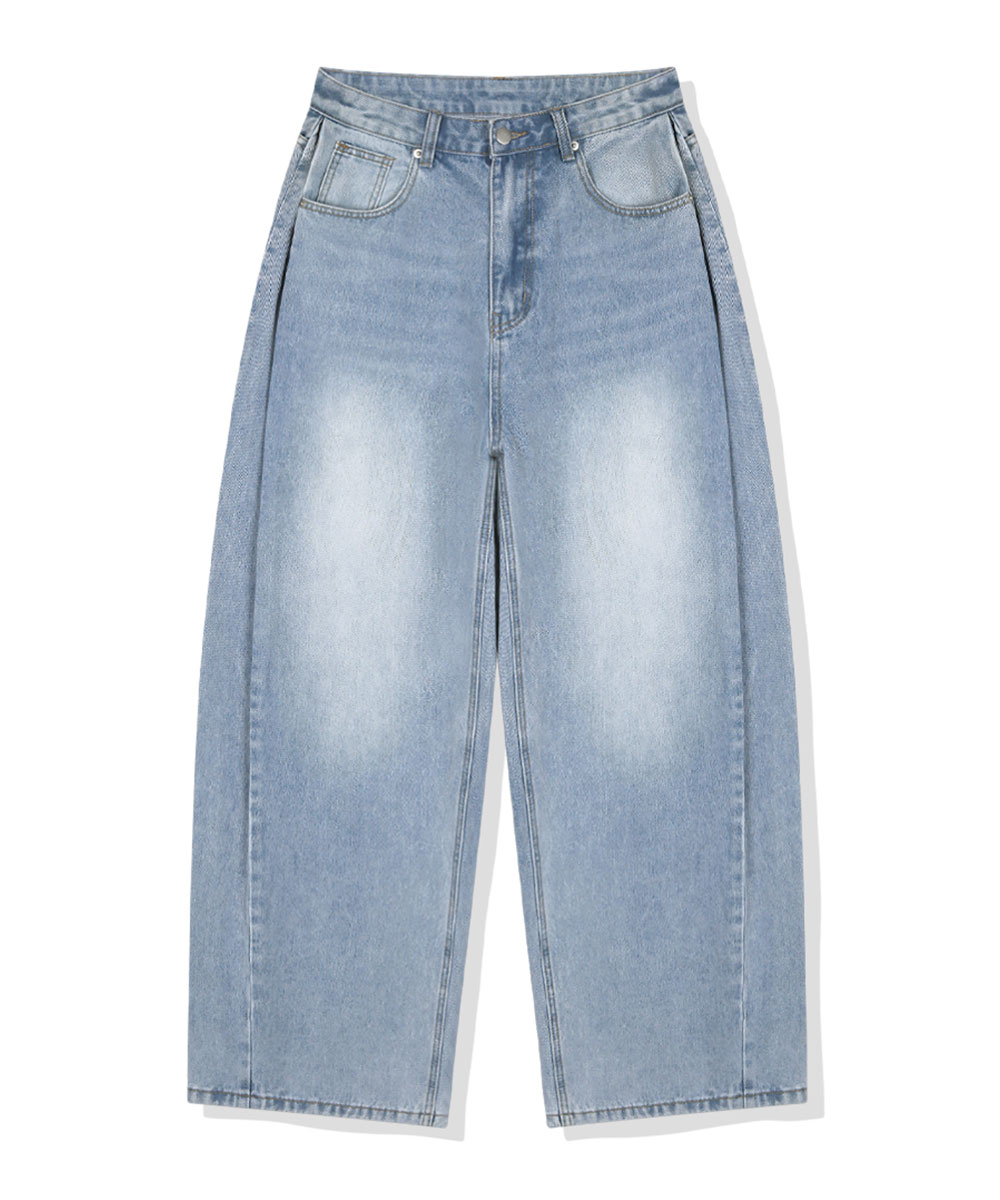 Side Pintuck Washing Balloon Wide Denim Pants [ANBD_6005]