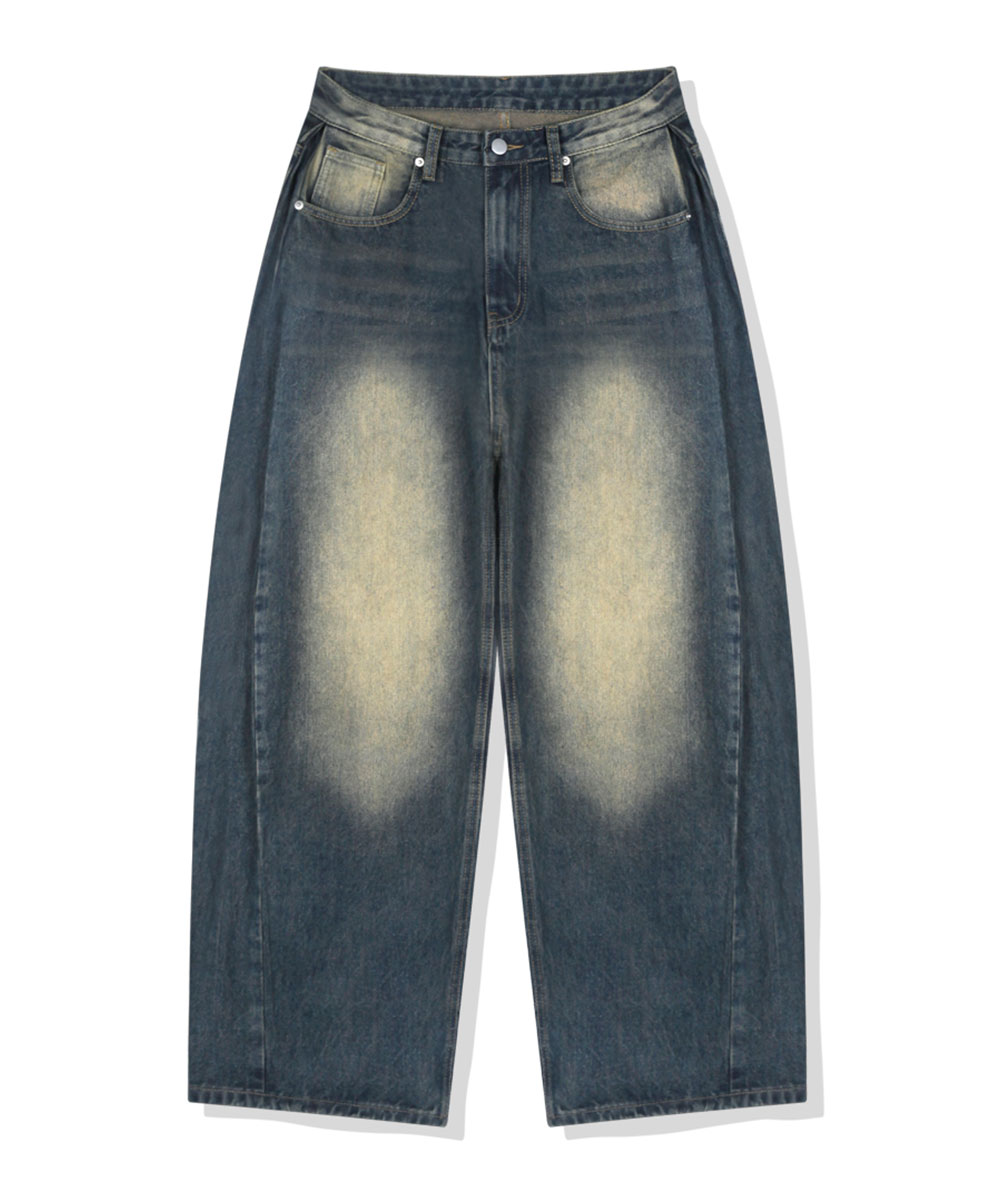 Side Pintuck Washing Balloon Wide Denim Pants [ANBD_6005]