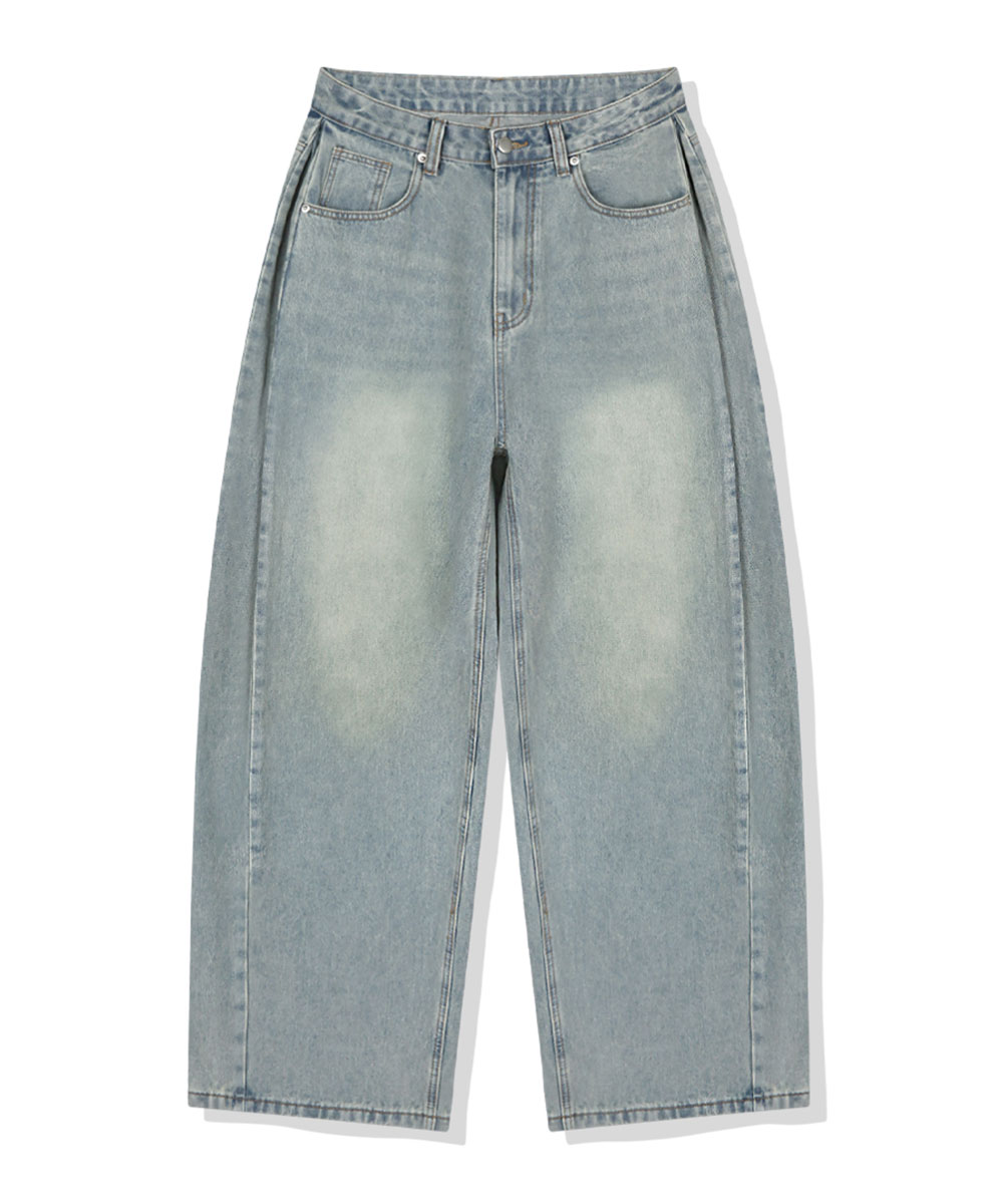 Side Pintuck Washing Balloon Wide Denim Pants [ANBD_6005]