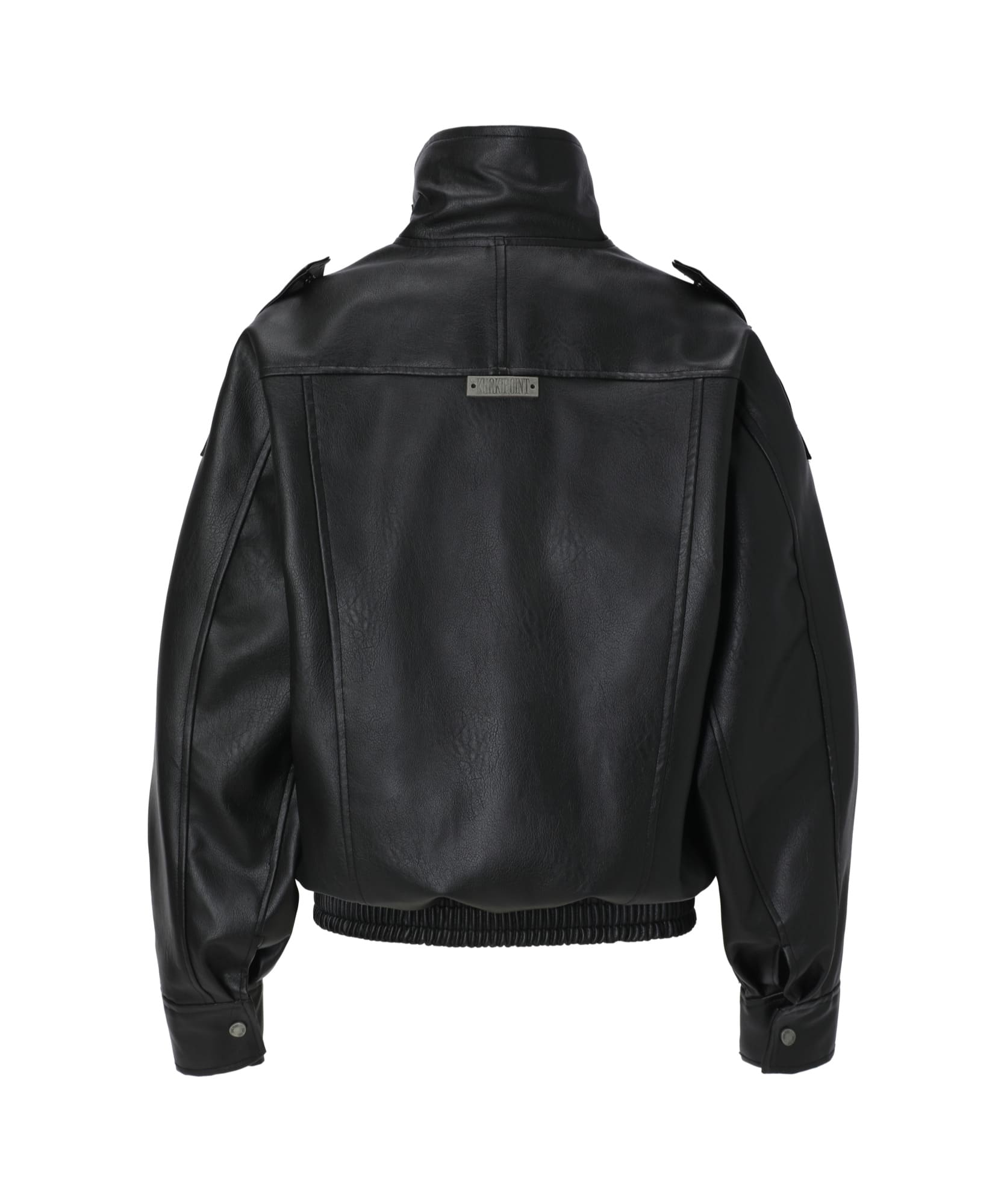 Structured High-Neck Leather Jacket (black)