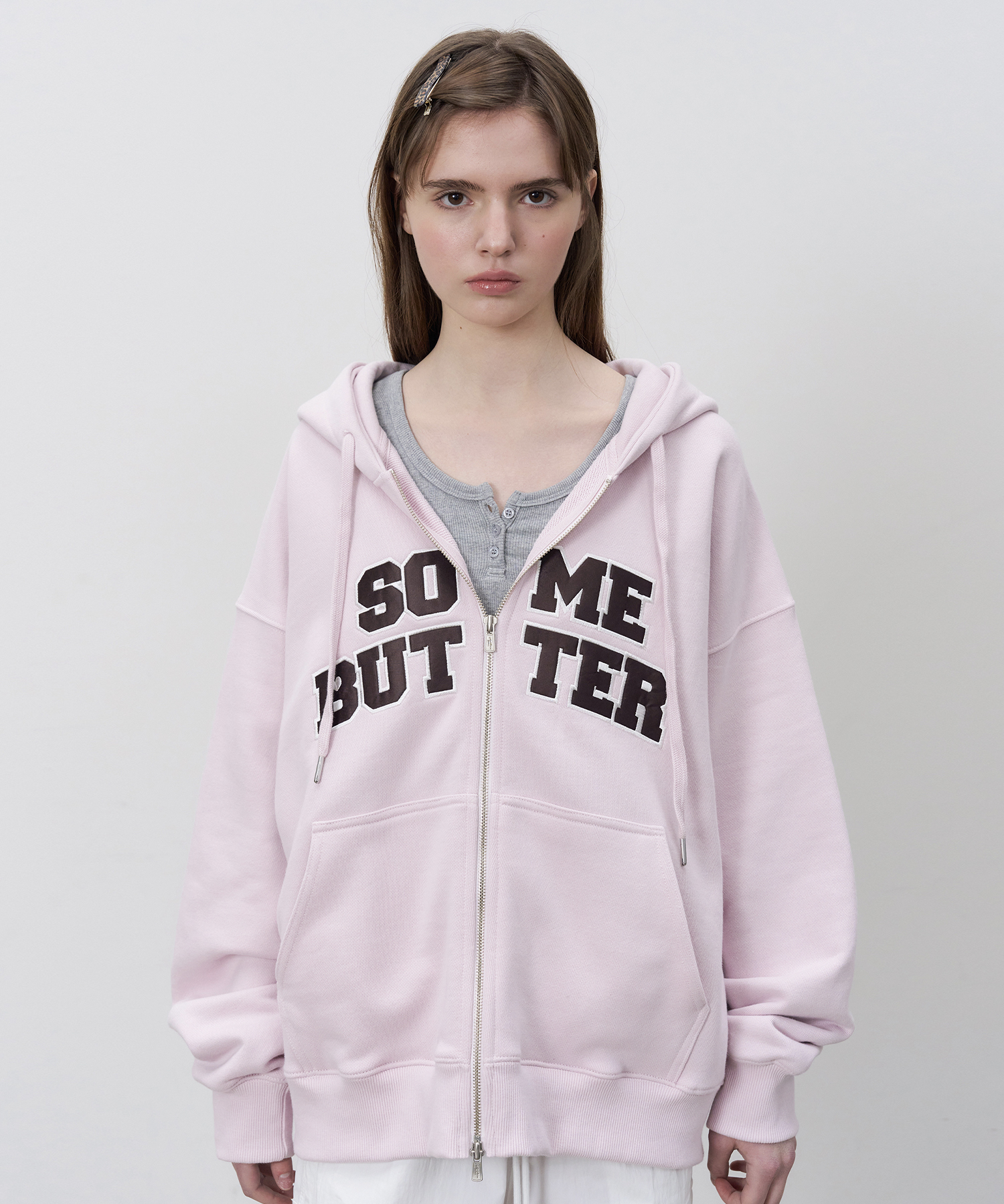 Satin Heart Logo толстовка молния-Up - Light Pink