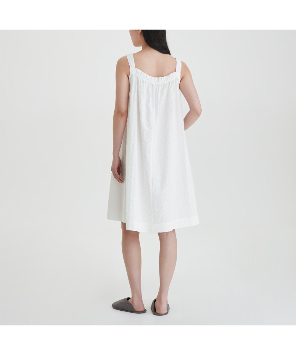Женское пижамное платье без рукавов Rayon Cotton Seersucker White