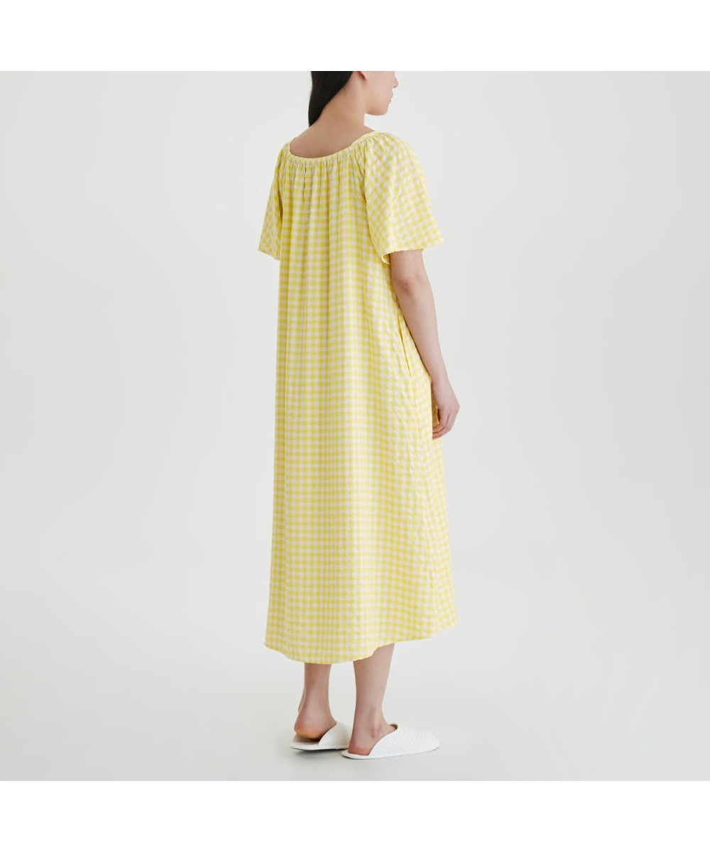Женское пижамное платье из вискозы и сирсакера Light Yellow