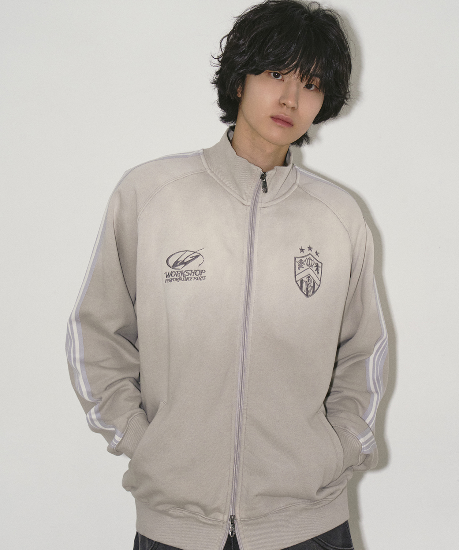 VINTAGE WASHING SWEAT TRACK куртка серый