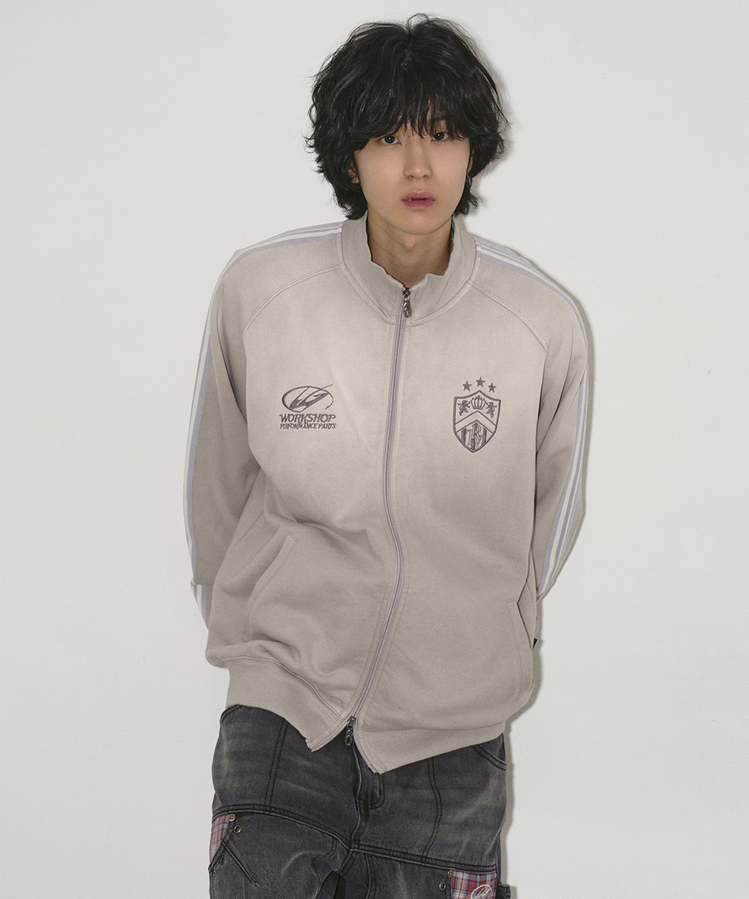 VINTAGE WASHING SWEAT TRACK куртка серый