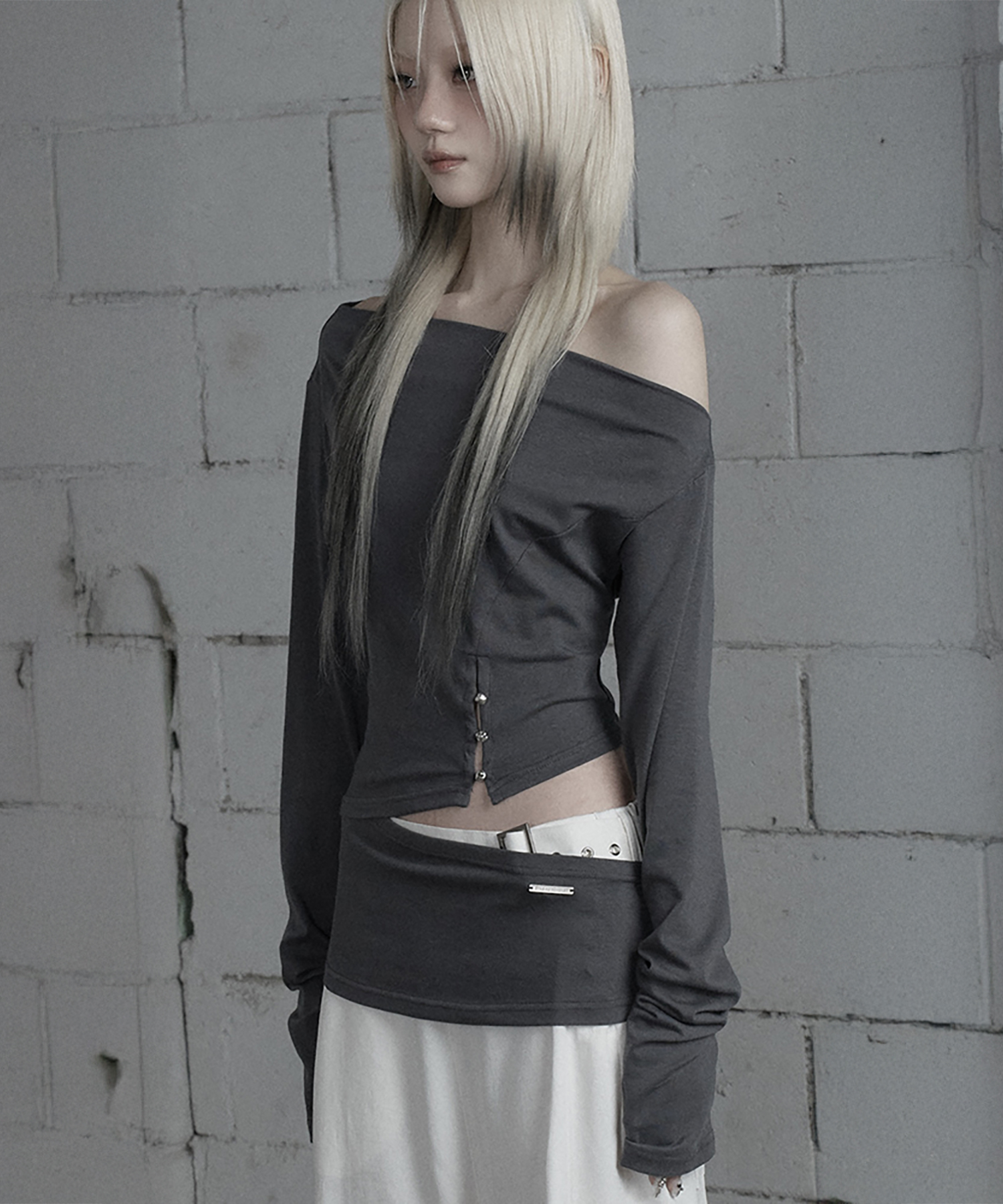 Cut-Out Open Long Sleeve (Dark серый)