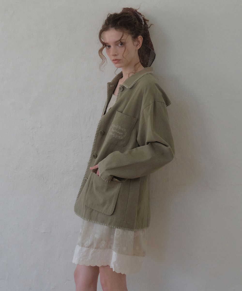 Melo Embroidered Work куртка_Light khaki(OC26OT02)