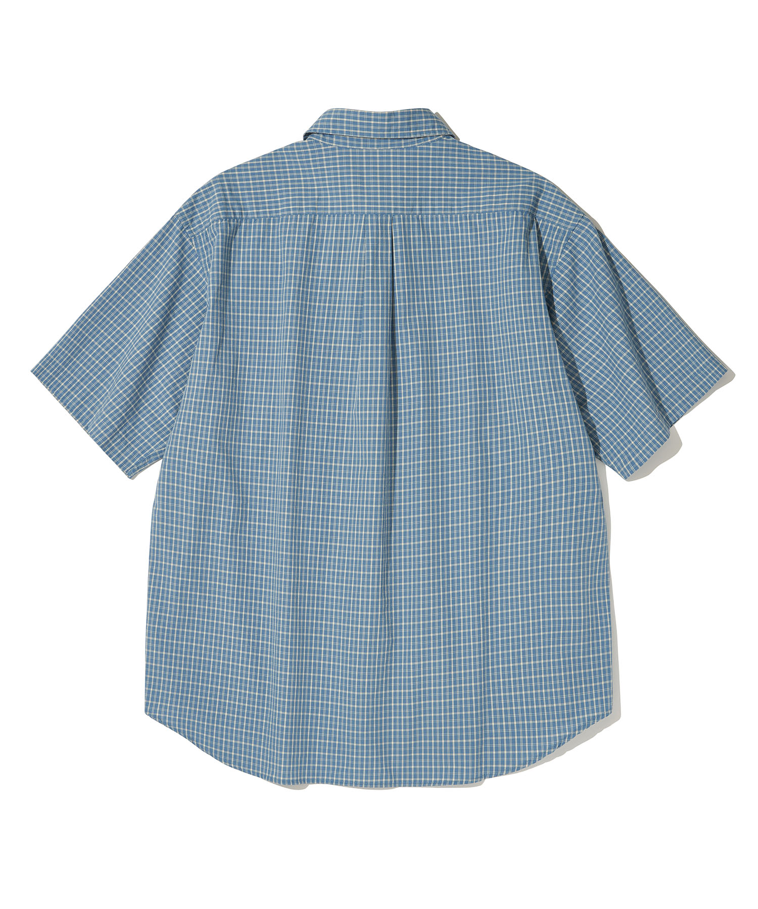 винтажный Cottage Check Half Sleeve рубашка_LIGHT BLUE