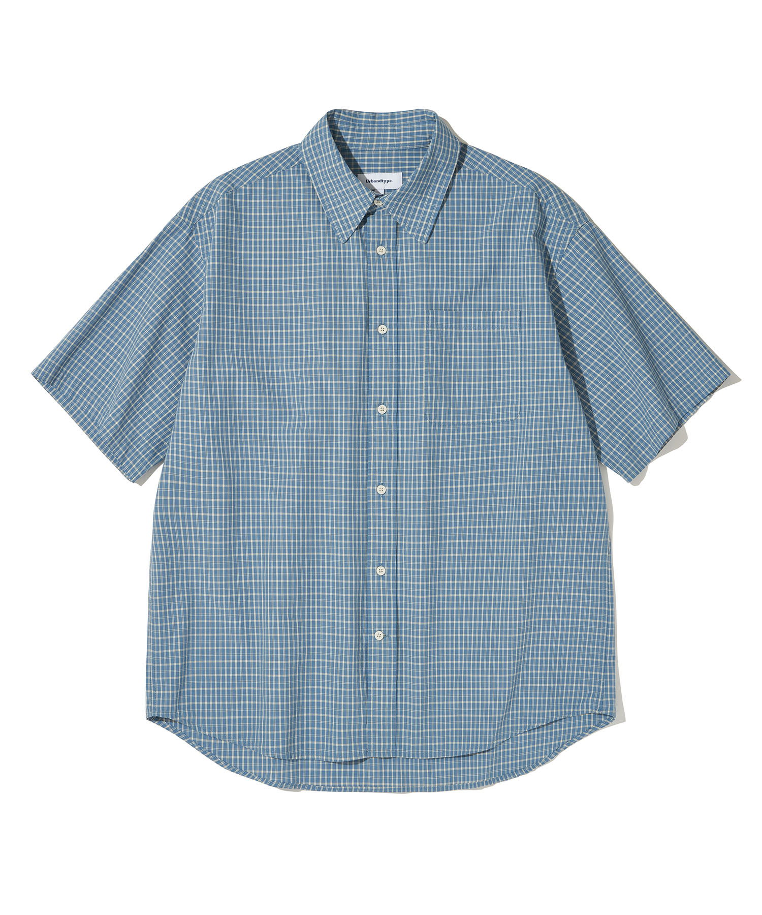 винтажный Cottage Check Half Sleeve рубашка_LIGHT BLUE