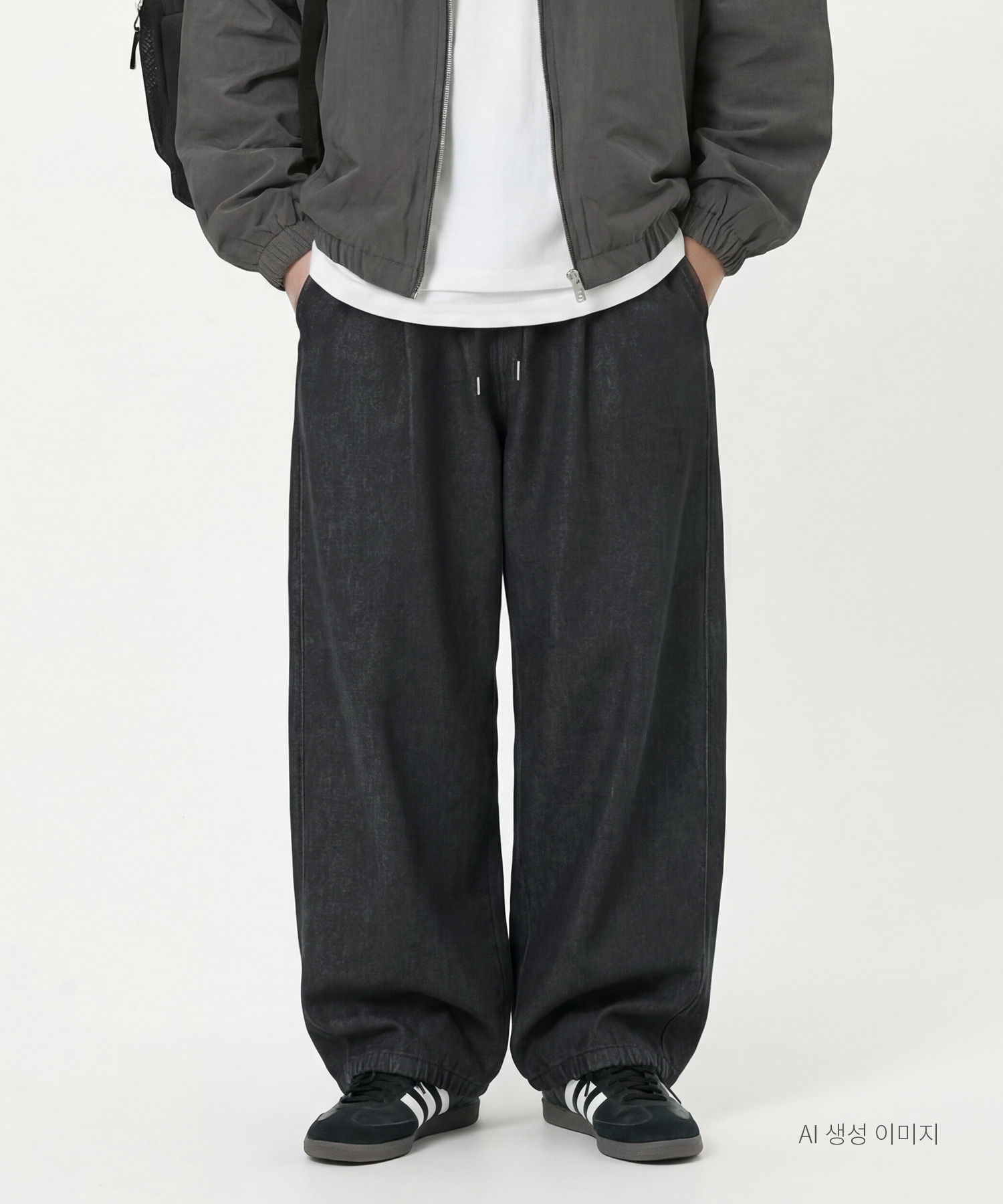 Men short long side point wide denim pants 2COLOR