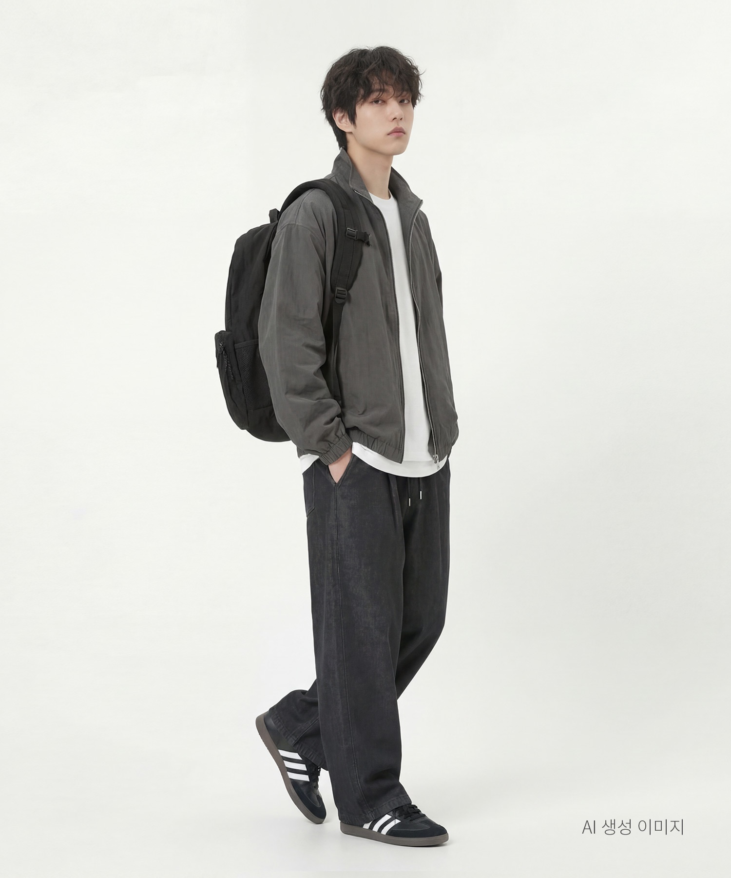 Men short long side point wide denim pants 2COLOR
