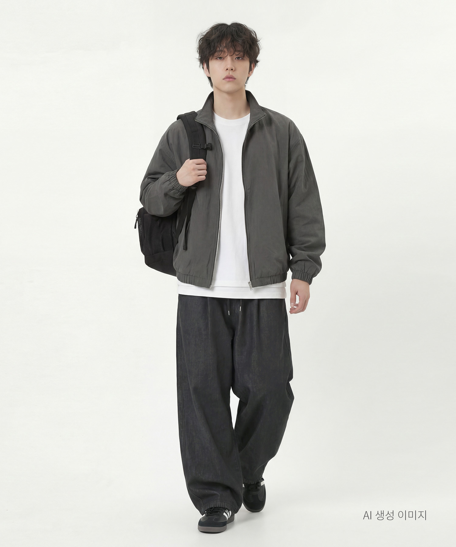 Men short long side point wide denim pants 2COLOR