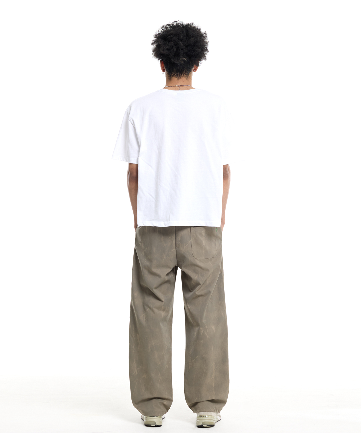 Natural washed wide string pants khaki